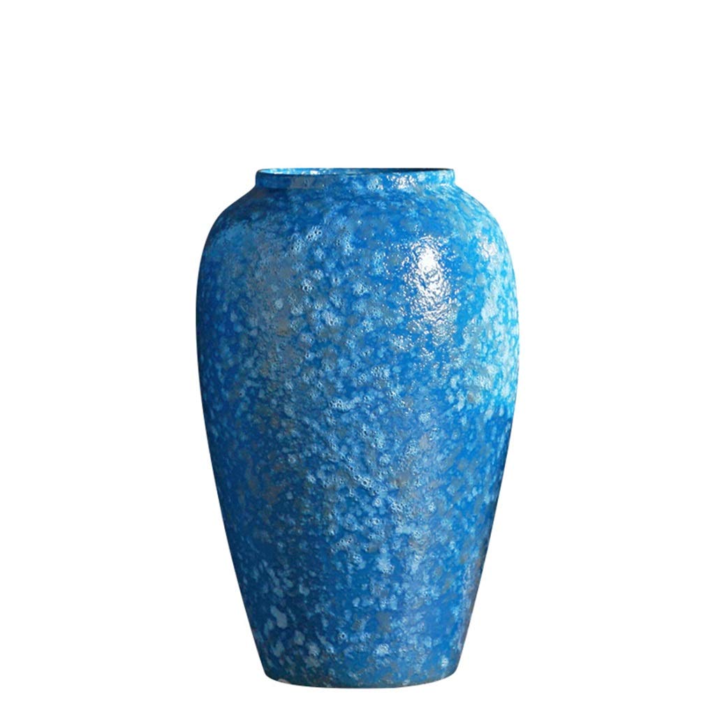 Vintage Blue Ceramic Vase - Handcrafted Flower Pot for Home Decor, Perfect for Living Room, Bedroom & Office - 18x29cm Indoor Plant Container & Decorative Centerpiece
