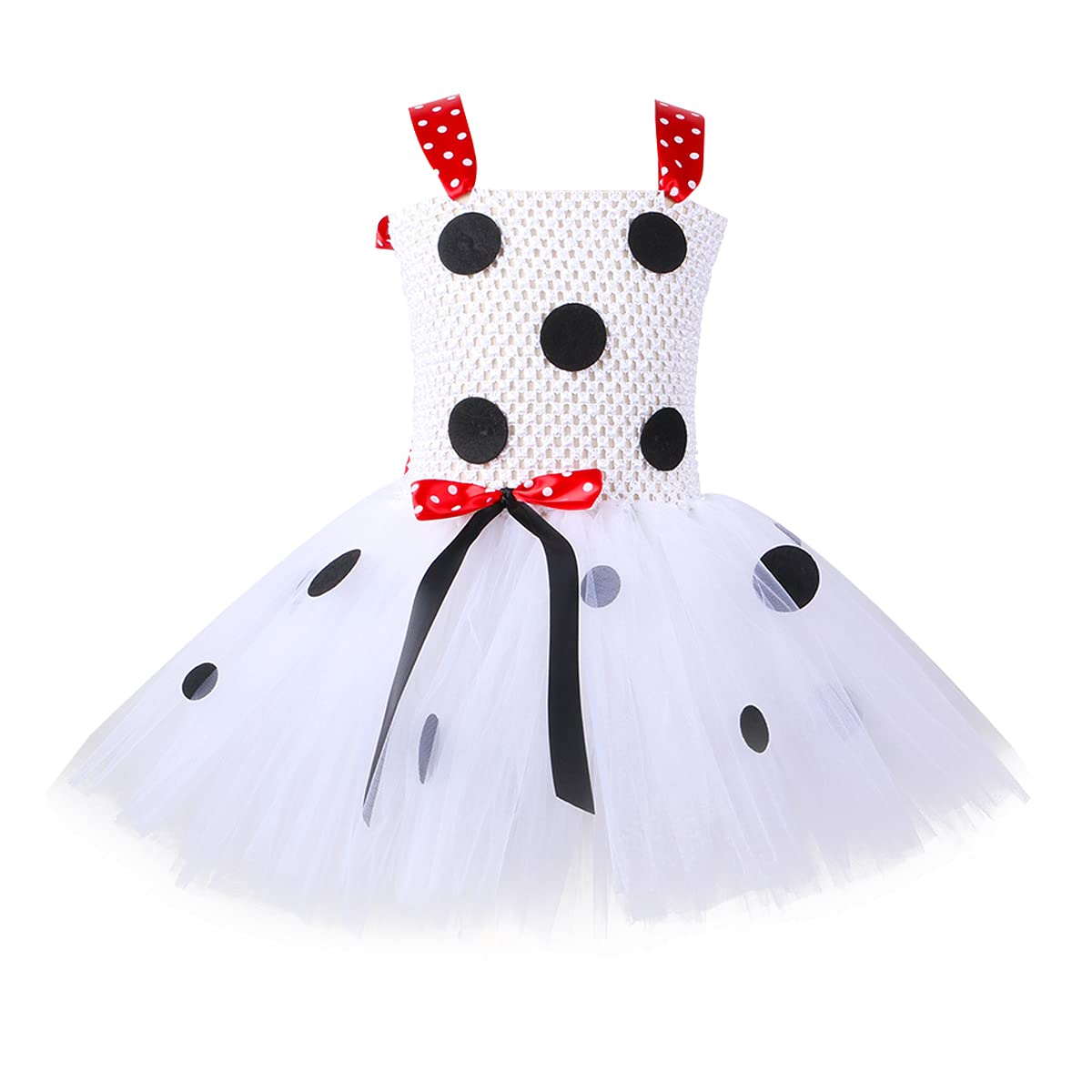 IMEKIS Baby & Kids Girl Dalmatian Dog & Cow Costume Tutu Dress Set with Ears Headband, Bowtie & Tail - Halloween, Birthday Party, Cosplay, Dress-Up & Photo Shoot Outfit