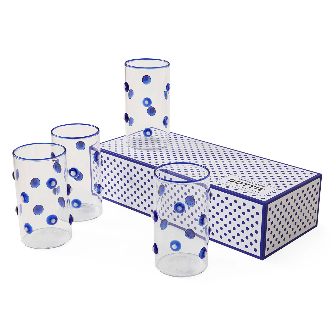 Premium Dottie Highball Glassware Set - 16oz Crystal Clear Drinking Glasses for Cocktails, Whiskey, Iced Tea - Perfect for Home Bars, Parties & Gifts (Set of 4)