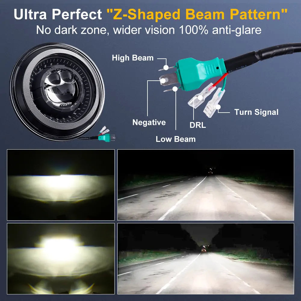 7 Inch LED Dragon Eyes Headlights - Compatible with Jeep, Chevy, Ford, GMC, Dodge & More | High-Intensity Off-Road Lighting for Trucks & SUVs | Perfect for Night Driving & Off-Road Adventures