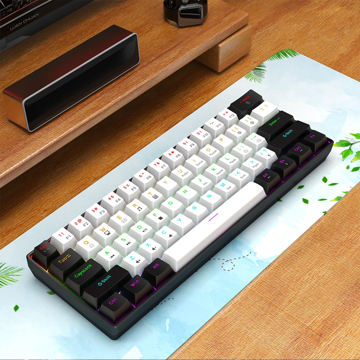 60% RGB Wired Gaming Keyboard - Compact 61-Key for PC/Mac Gamers & Typists | Travel-Friendly Design