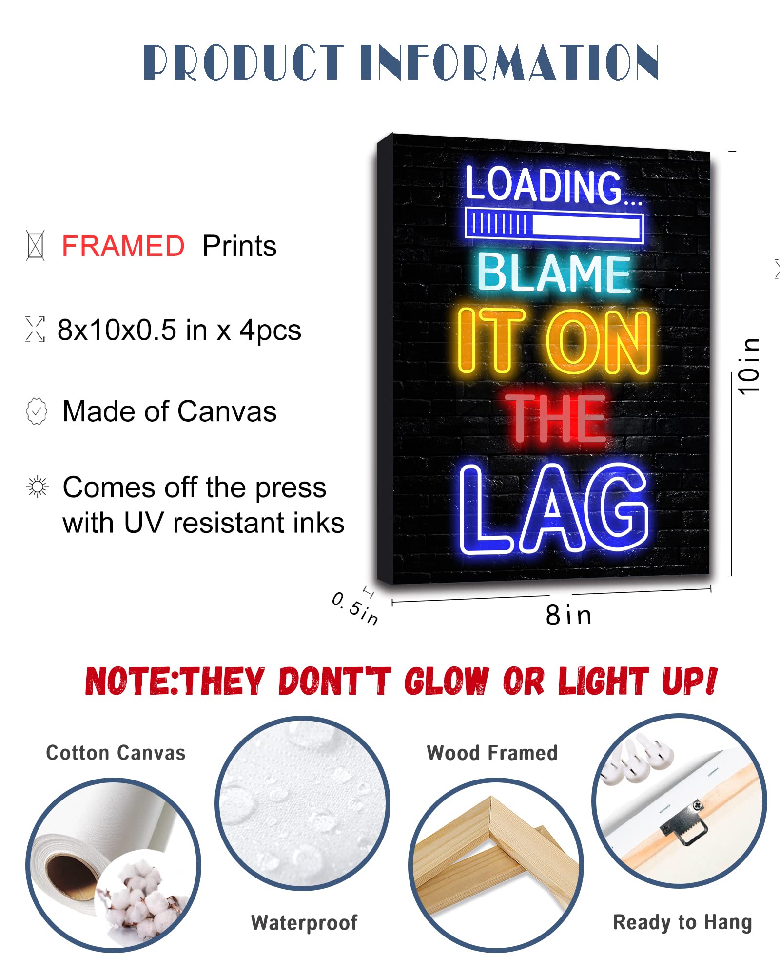 Premium Drsoum Gaming Wall Art for Boys - Framed 8x10 Neon Video Game Room Decor - Cool Gamer Posters for Teen Bedroom & Man Cave - Perfect for Gaming Setups, Streamer Backgrounds & Esports Themed Rooms
