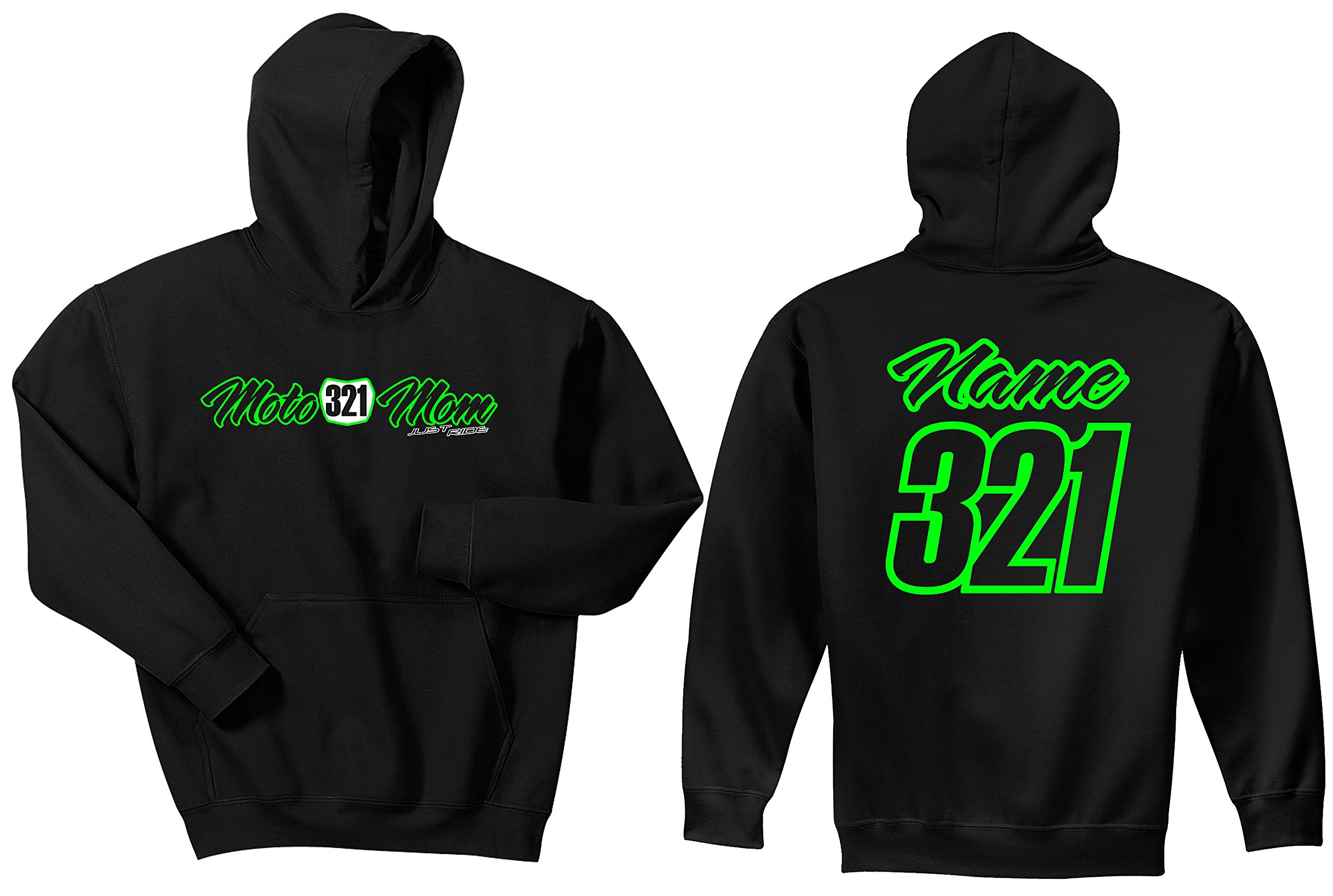 Custom Personalized Motocross Number Plate Hoodie - JUST RIDE Moto Mom Sweatshirt for Women | Motorcycle Riding Gear & Casual Streetwear