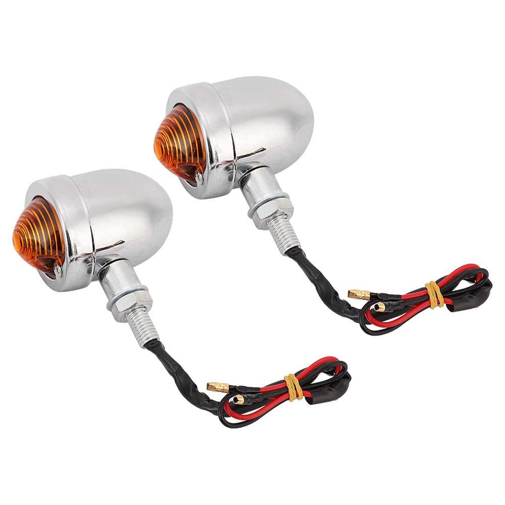 Motorcycle Turn Signal Indicator Light - Yellow Electroplated LED Blinker for Harley, Honda, Kawasaki - Perfect for Night Riding & Safety Enhancement