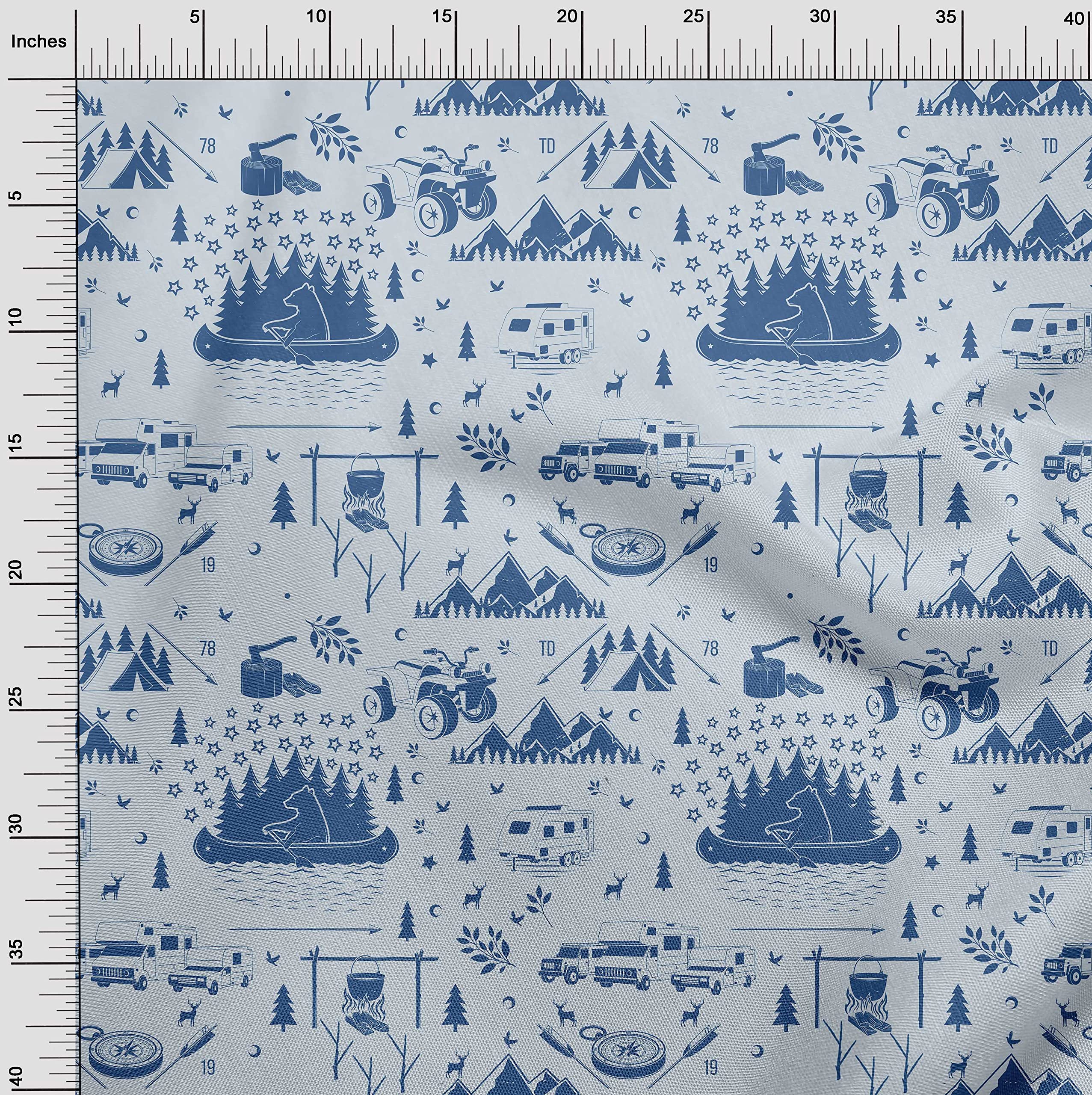 Premium Cotton Cambric Fabric - Grayish Blue Printed DIY Sewing Material for Clothing & Crafts, 42 Inch Wide | Ideal for Camping Gear, Home Decor & Fashion Projects