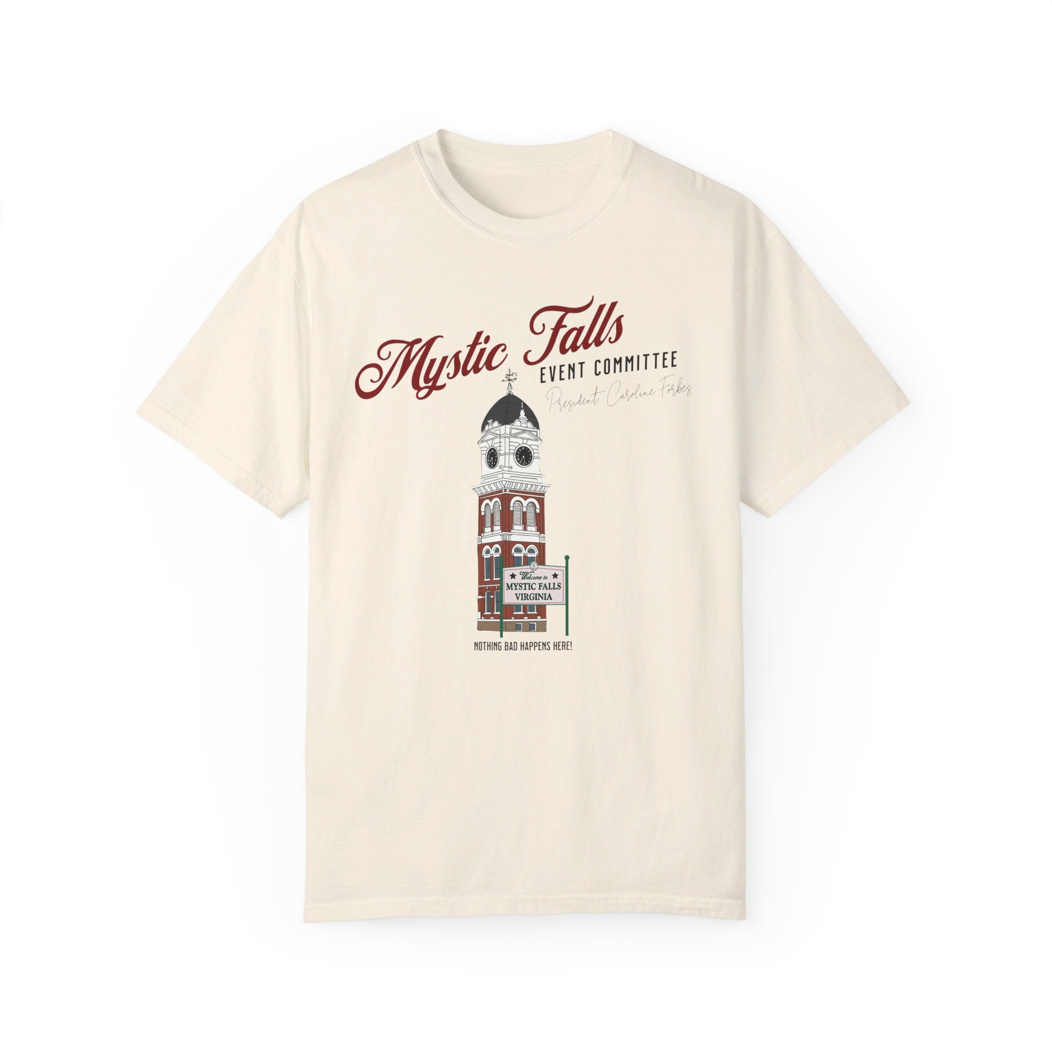 Mystic Falls Party Committee T-Shirt - Funny Novelty Graphic Tee for Fans & Events - Perfect for Halloween, Cosplay & Themed Parties