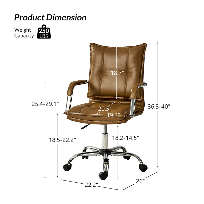 Ergonomic Doug Task Chair with Padded Arms - Adjustable Office Chair for Home & Work - Comfortable Desk Chair with Lumbar Support for Long Hours Sitting