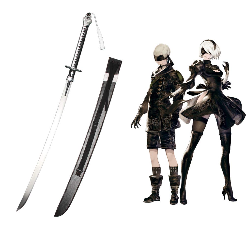 NieR Automata Yorha No.2 Type B 2B Virtuous Treaty Katana Sword - Anime Game Replica Carbon Steel Blade - Perfect for Cosplay, Collection & Display - High-Quality Cosplay Prop for Conventions & Themed Events
