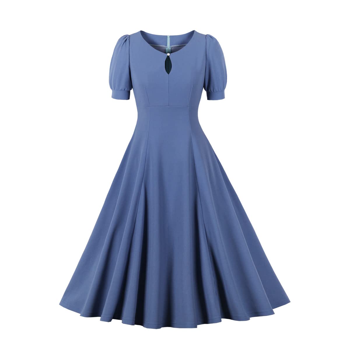 Vintage 1940s Work Dress with Bubble Sleeves & Keyhole - Office & Party Wear