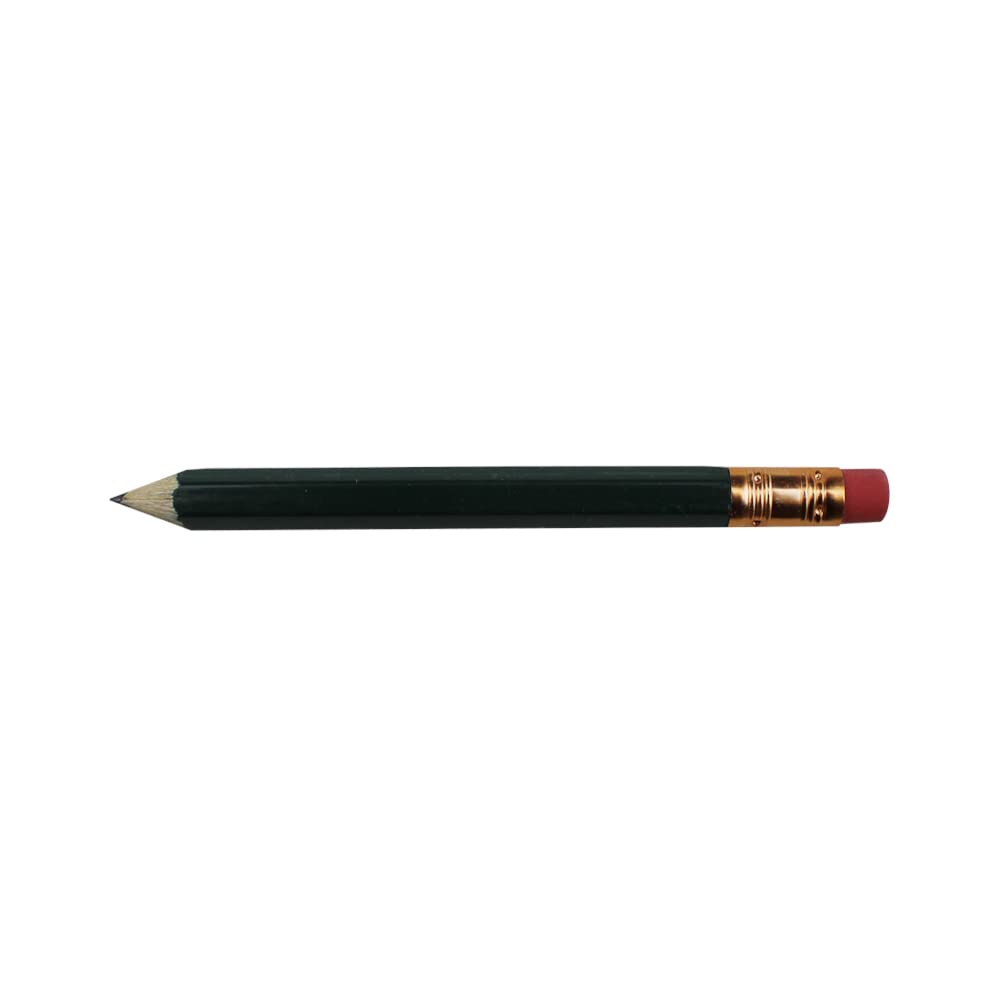 EZPENCILS & GIFTS - 30 Pack Green Golf Pencils with Eraser Tips - 2HB Black Lead & Non-Smear Erasers - Half-Size Blank Pencils for Scorecards, Mini Notes & Office Use