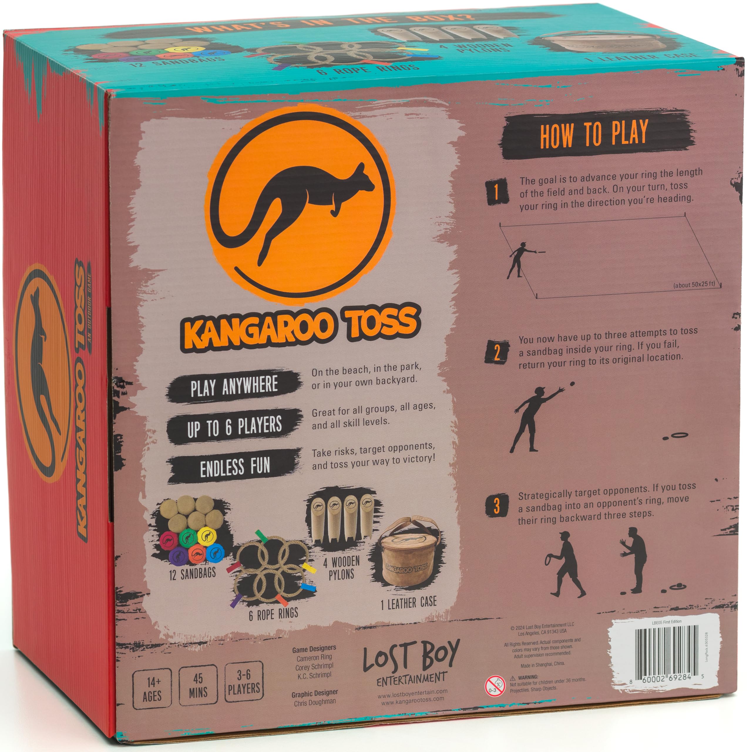 Kangaroo Toss Game Set - Official Outdoor Yard & Beach Game for Adults & Family - Perfect for Backyard, Lawn, Camping, Picnics & Tailgating - Includes Ladder Toss, Bocce & Cornhole Accessories