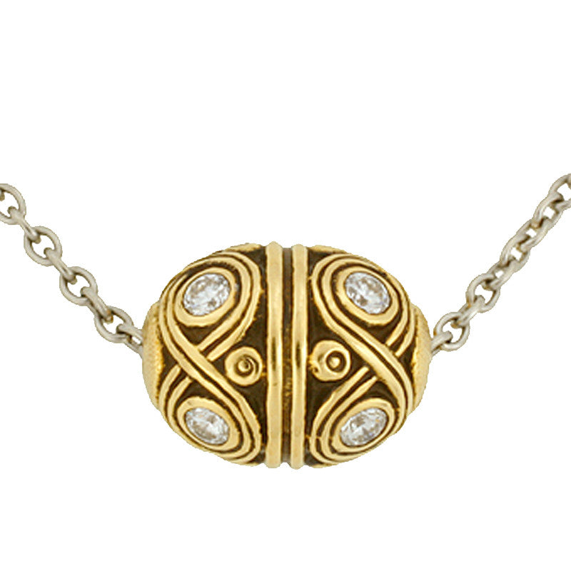 Alex Sepkus Carved Ball Pendant Necklace - 18K Gold Plated Elegant Jewelry for Women | Perfect for Weddings, Parties & Special Occasions