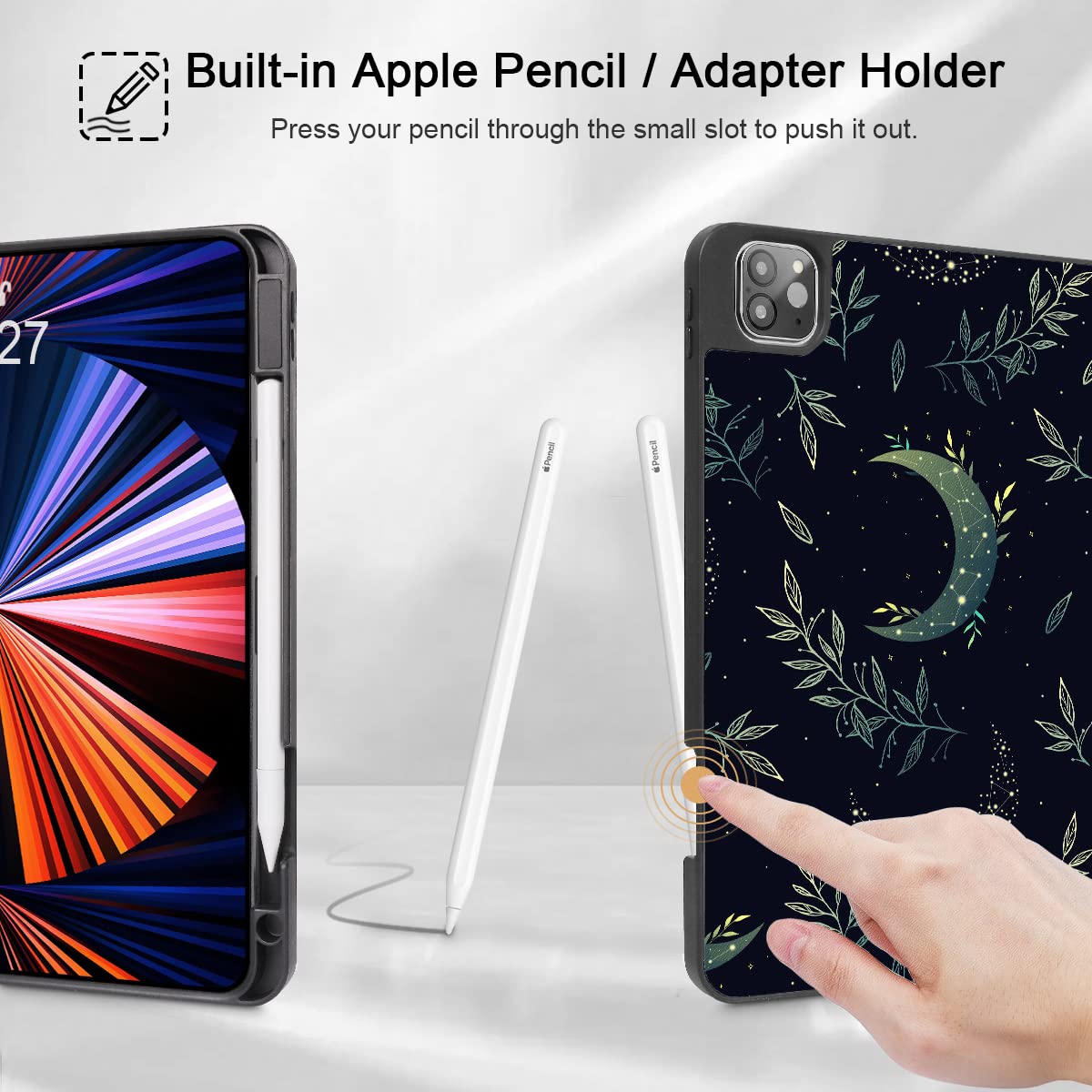 Magnetic Smart Case for iPad Pro 11 Inch (1st/2nd/3rd/4th Gen 2020-2022) - Soft TPU Back Cover with Trifold Stand, Supports Apple Pencil 2 Charging, Auto Wake/Sleep - Celestial Green - Perfect for Work, Study & Travel