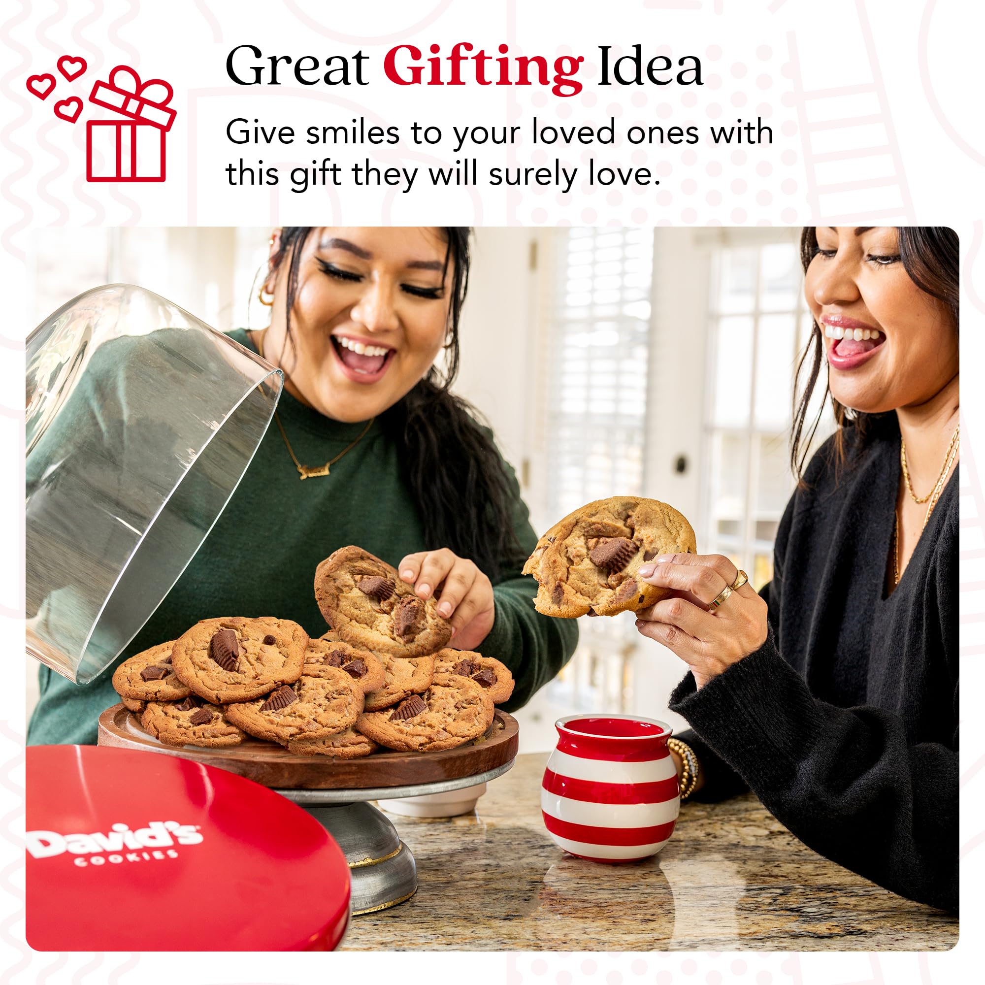 David's Cookies Peanut Butter Chunk Fresh-Baked All-Natural Cookie Gift Basket (2 lb, 8 Cookies) - No Preservatives, Large Decadent Peanut Butter Cookies - Perfect for Corporate Gifts, Birthdays, Father's Day, Mother's Day, Get Well & Special Occasions - Great for Office Treats, Holiday Parties & Family Gatherings