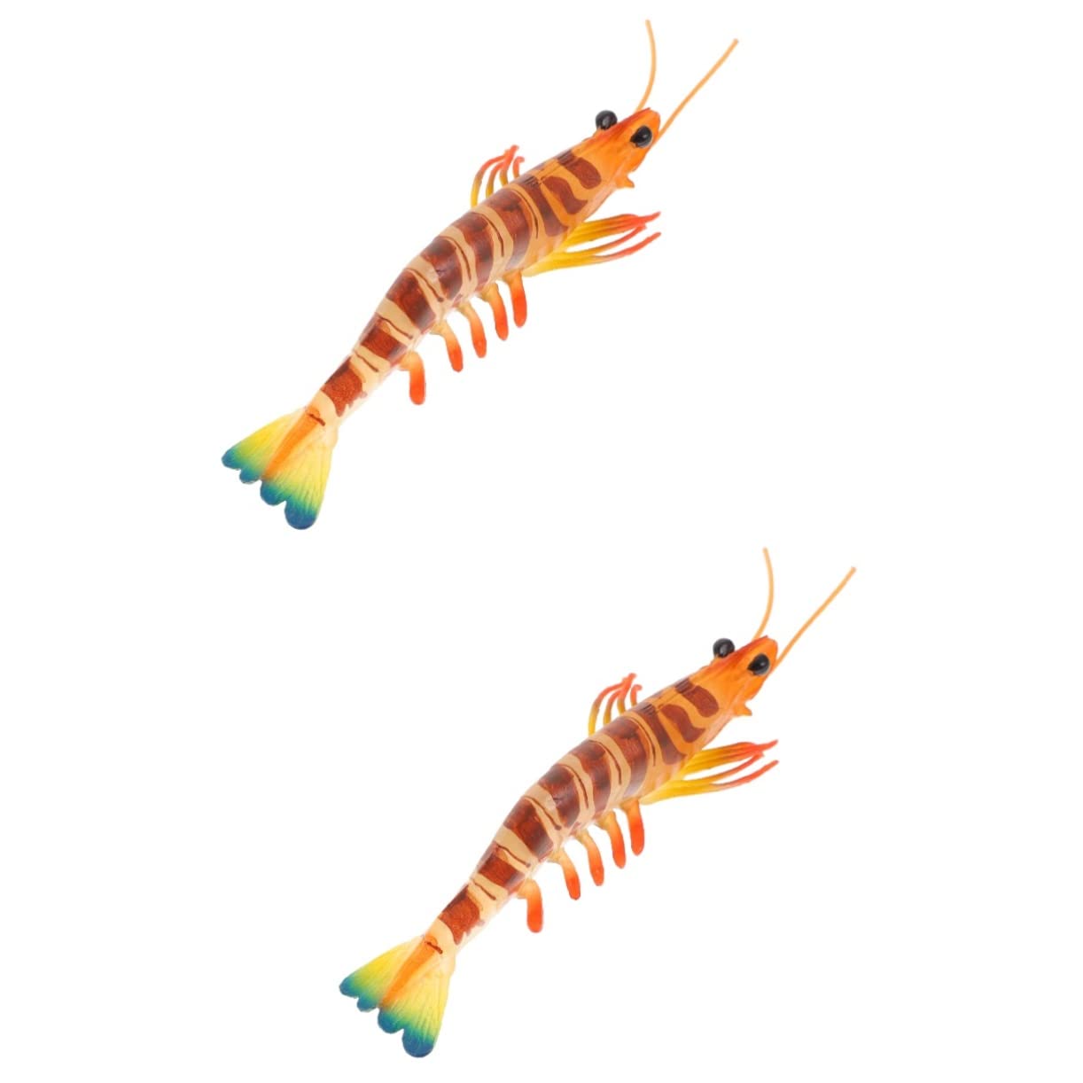 2PCS Realistic Simulation Shrimp Model - Lifelike Marine Animal Toy Figures, Fake Lobster & Artificial Shrimp Plastic Ocean Playset for Kids Educational Toys, Aquarium Decor, Party Favors, and Collectibles