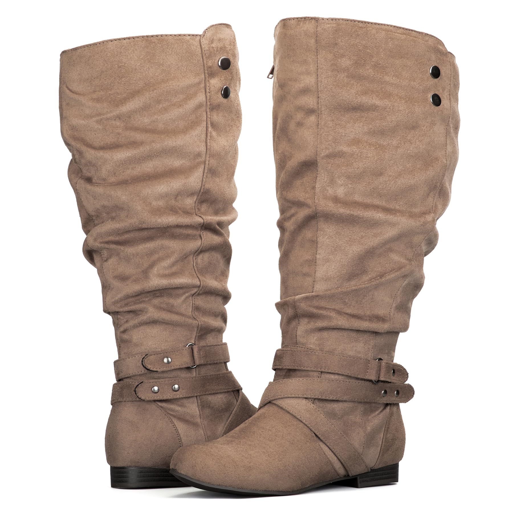 Mysoft Women's Wide & Extra Wide Calf Knee High Boots - Flat Heel Tall Boots with Side Zippers for Comfortable All-Day Wear | Perfect for Work, Winter & Casual Outfits