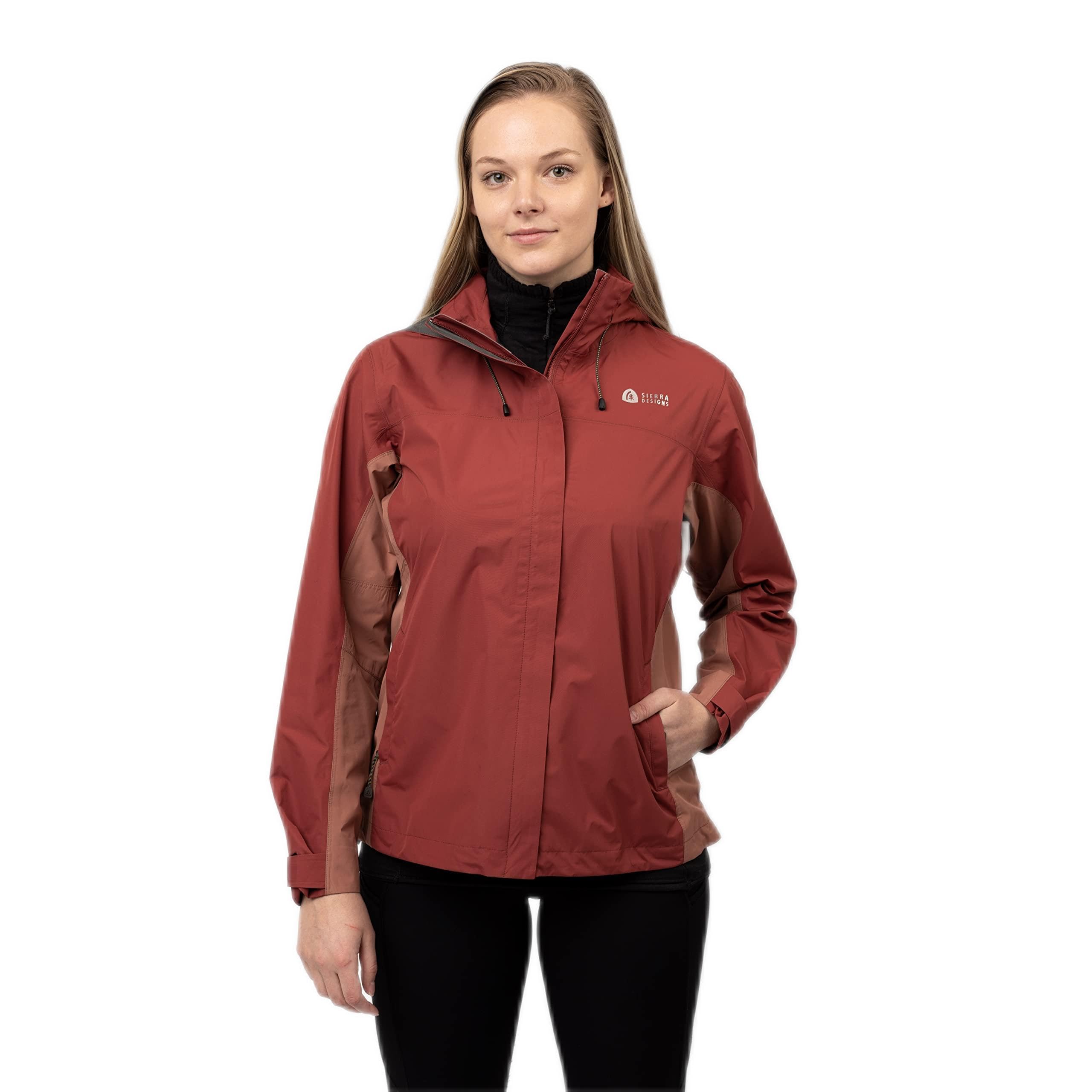 Sierra Designs Hurricane RAIN Jacket - Waterproof Windproof Outdoor Jacket for Men & Women - SM Size in Rosewood/Cedar Wood - Perfect for Hiking, Camping & Rainy Day Adventures