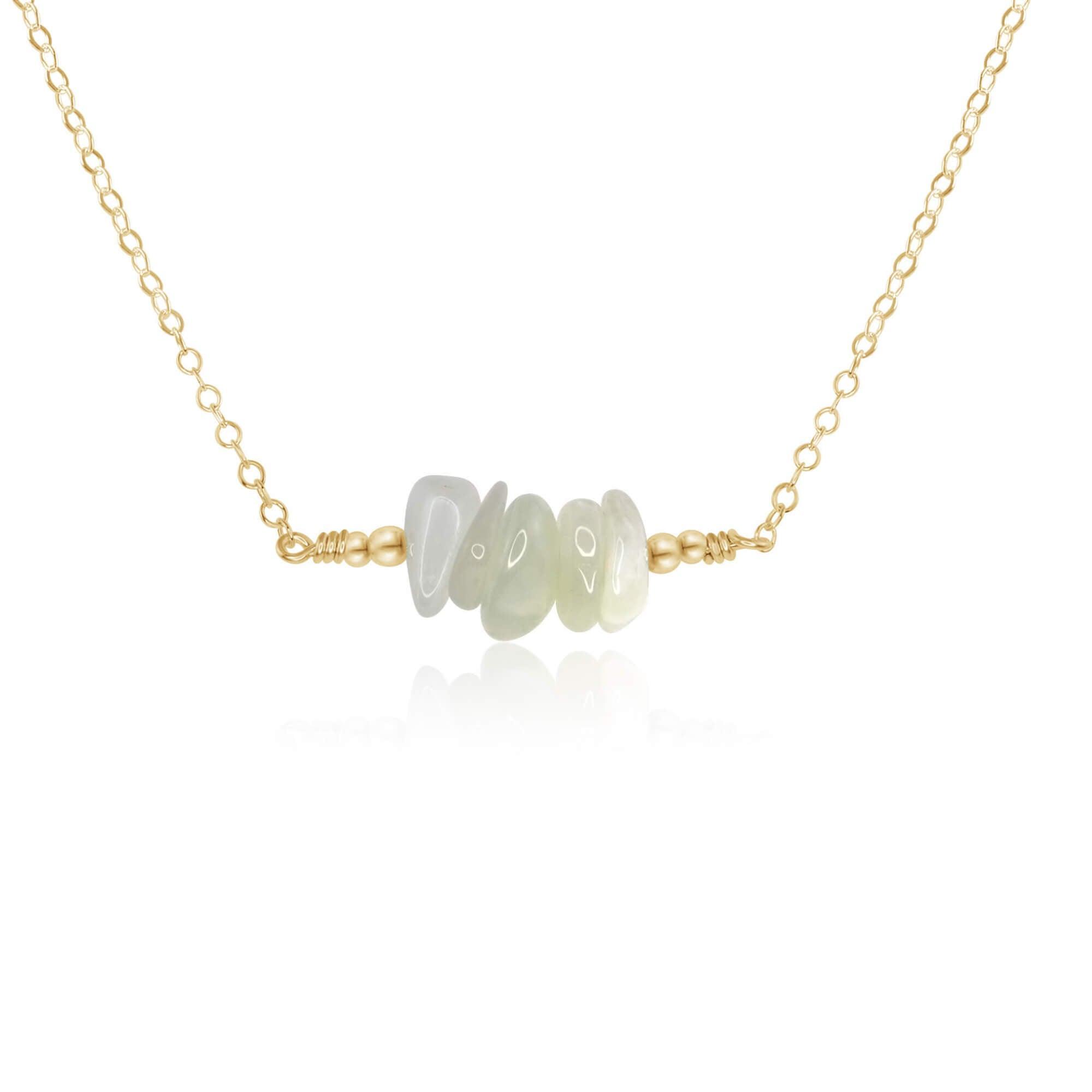 White Moonstone Chip Bead Bar Necklace - Elegant Boho Jewelry for Women | Perfect for Everyday Wear, Weddings & Special Occasions