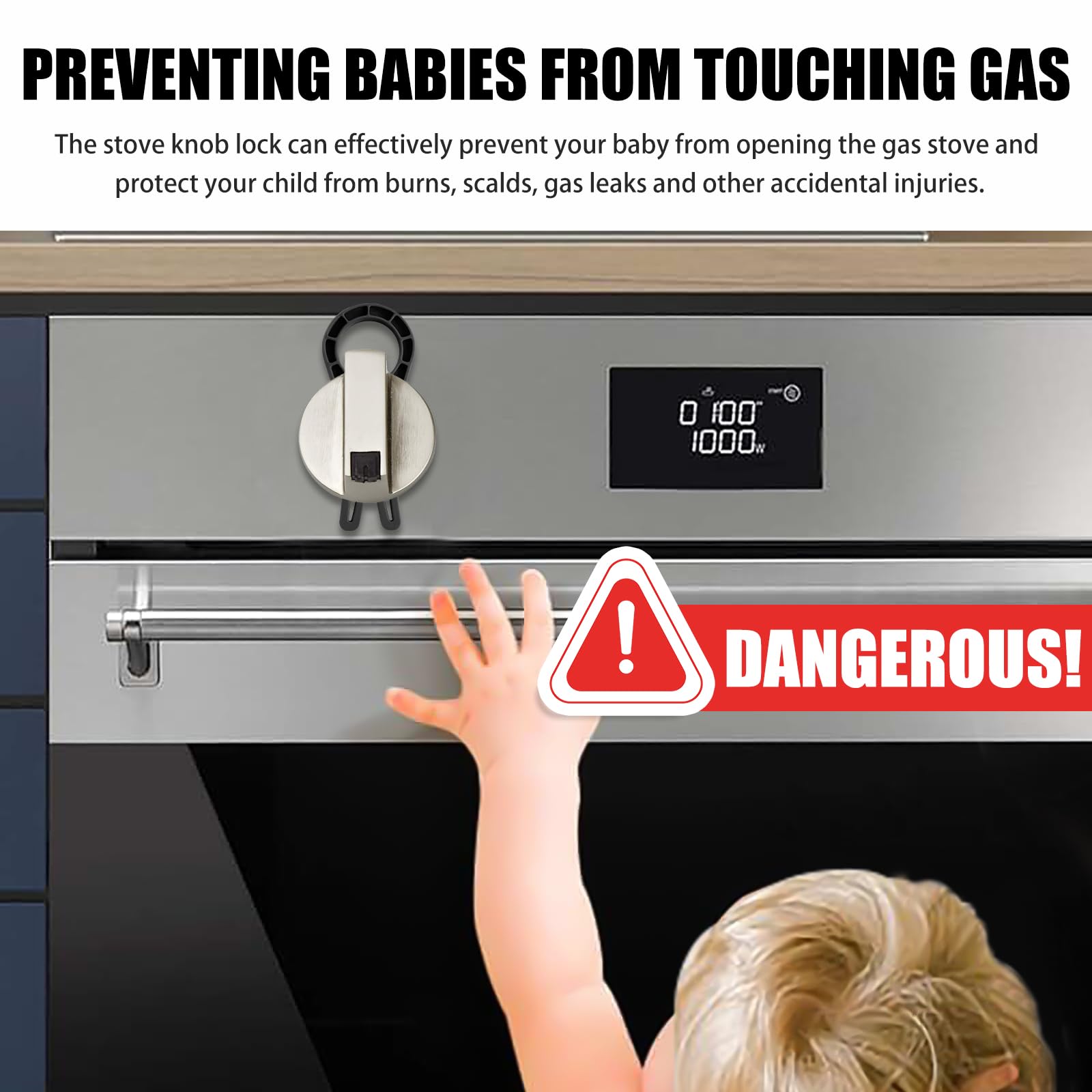 Gas Stove Knob Safety Locks - 5 Pack Child & Pet Proof Oven Knob Covers - Heat Resistant Black Stove Locks for Kitchen Safety - Perfect for Homes with Toddlers or Curious Pets