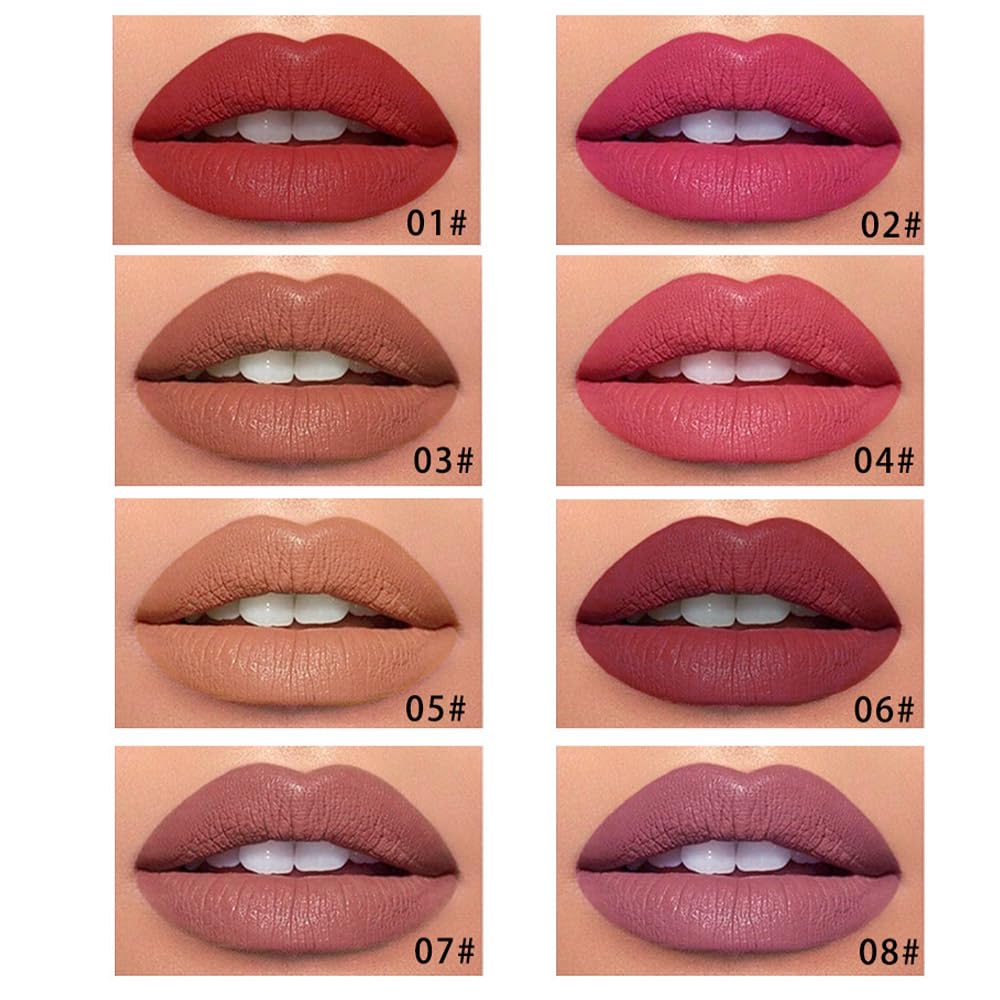 Mocha Brown Matte Lip Tint Stain Pen - 2 pcs Long Lasting Waterproof Lipstick Set with Lip Liner | 24 Hour Wear, Non-Drying Formula | Perfect for Daily Makeup, Date Night & Special Occasions | Natural Matte Finish Lip Gloss for Women