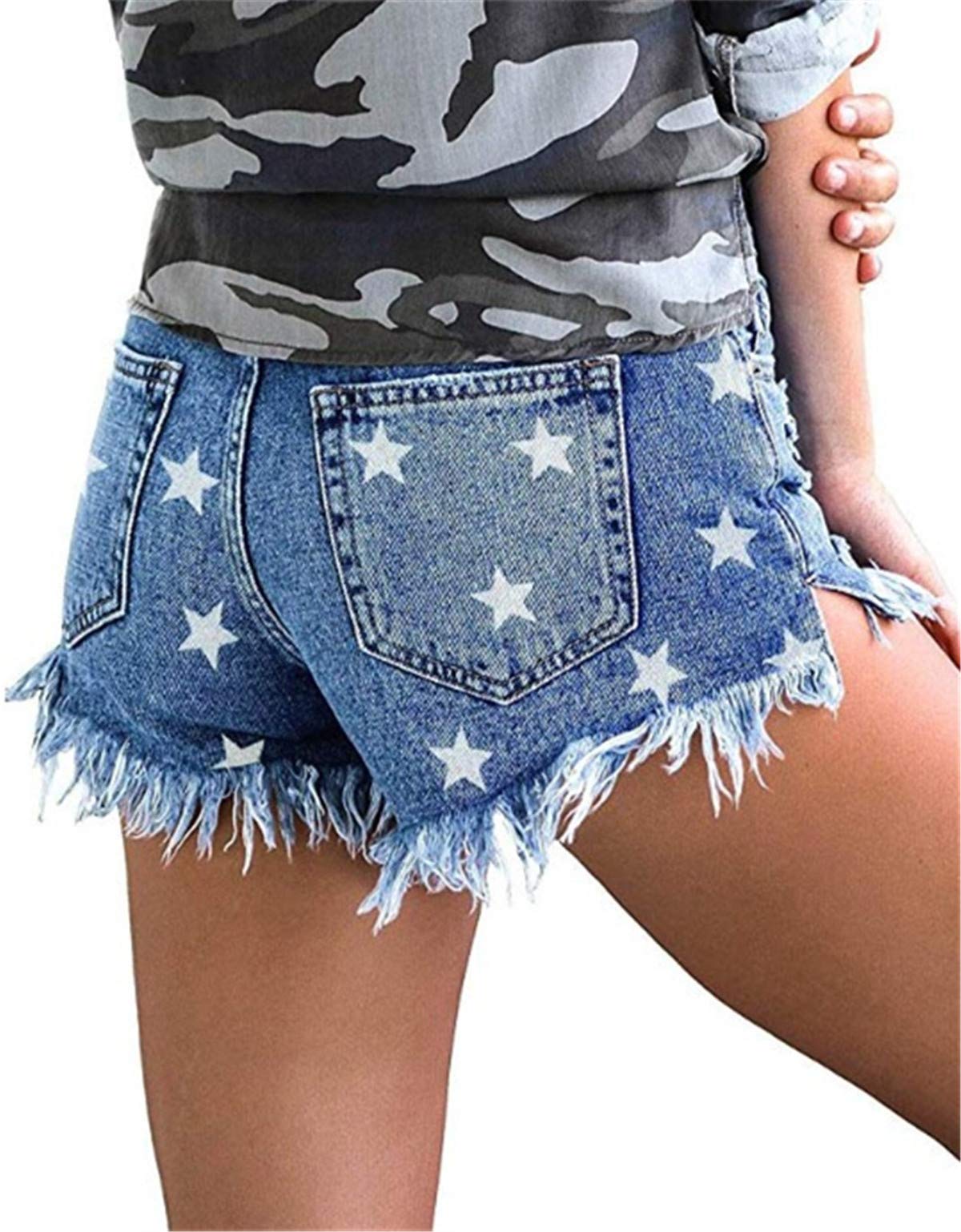 MODARANI Women's Ripped Distressed Denim Shorts - High Waisted Cut Off Jean Shorts for Summer | Perfect for Beach, Music Festivals & Casual Outfits