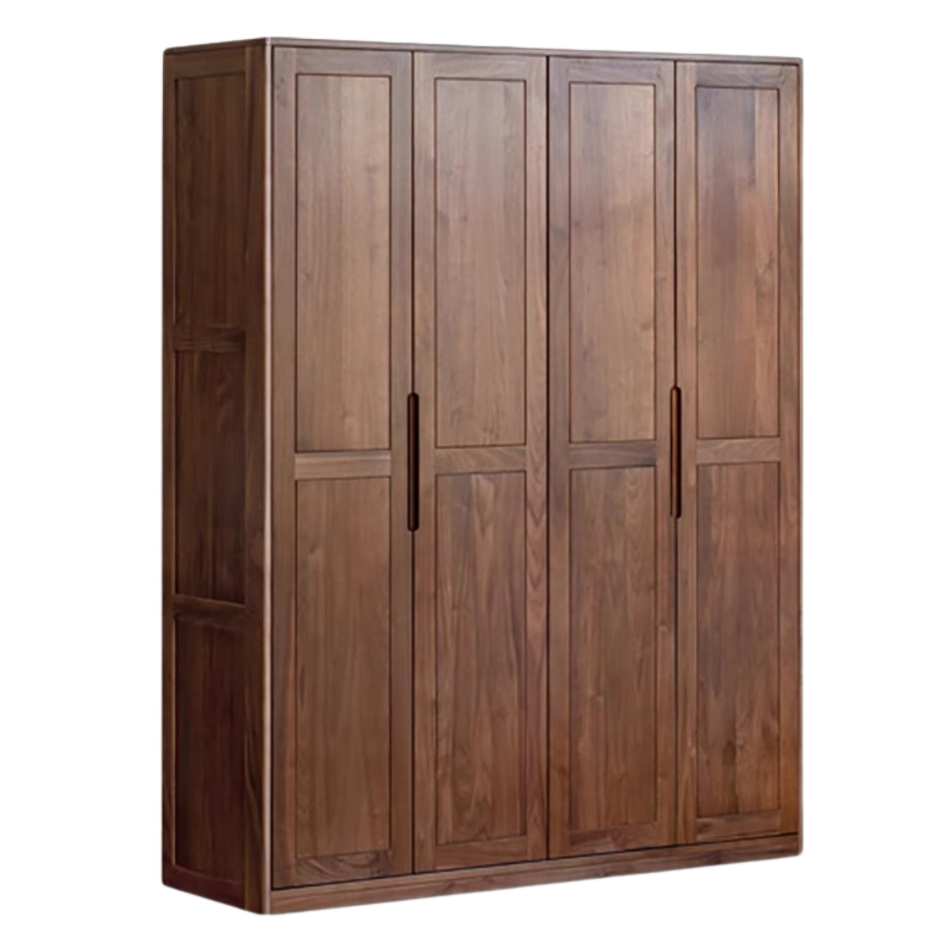 61.4x19.6x78.7 inch / 156x50x200cm / Rich Dark Walnut color / four-door wardrobe (the whole cabinet cannot be divided)