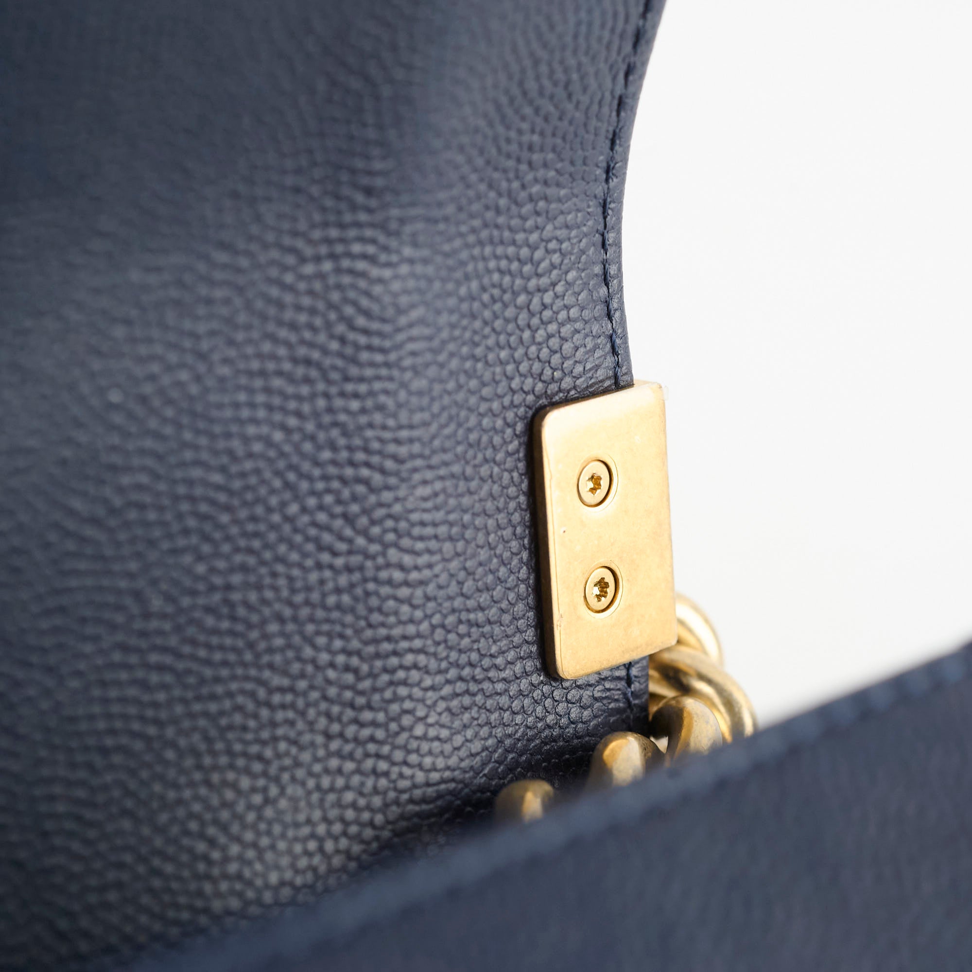 Chanel Boy Old Medium Flap Bag in Navy Caviar Leather - Perfect for Evening Events & Luxury Fashion Accessories