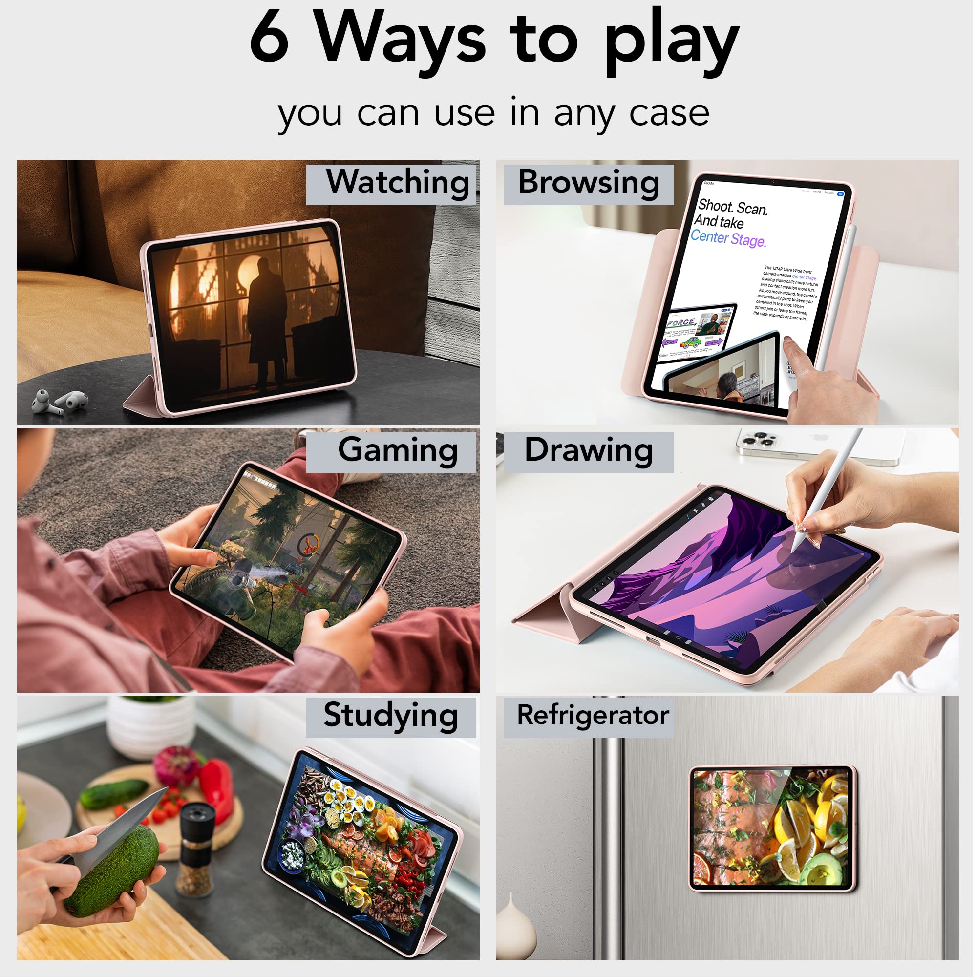Premium Slim Protective Case for iPad Pro 11 inch (1st, 2nd, 3rd & 4th Gen 2018-2022) with Wireless Apple Pencil Charging | Magnetic Stand & Auto Sleep/Wake Cover | Stealth Pink | Perfect for Work, Study & Travel