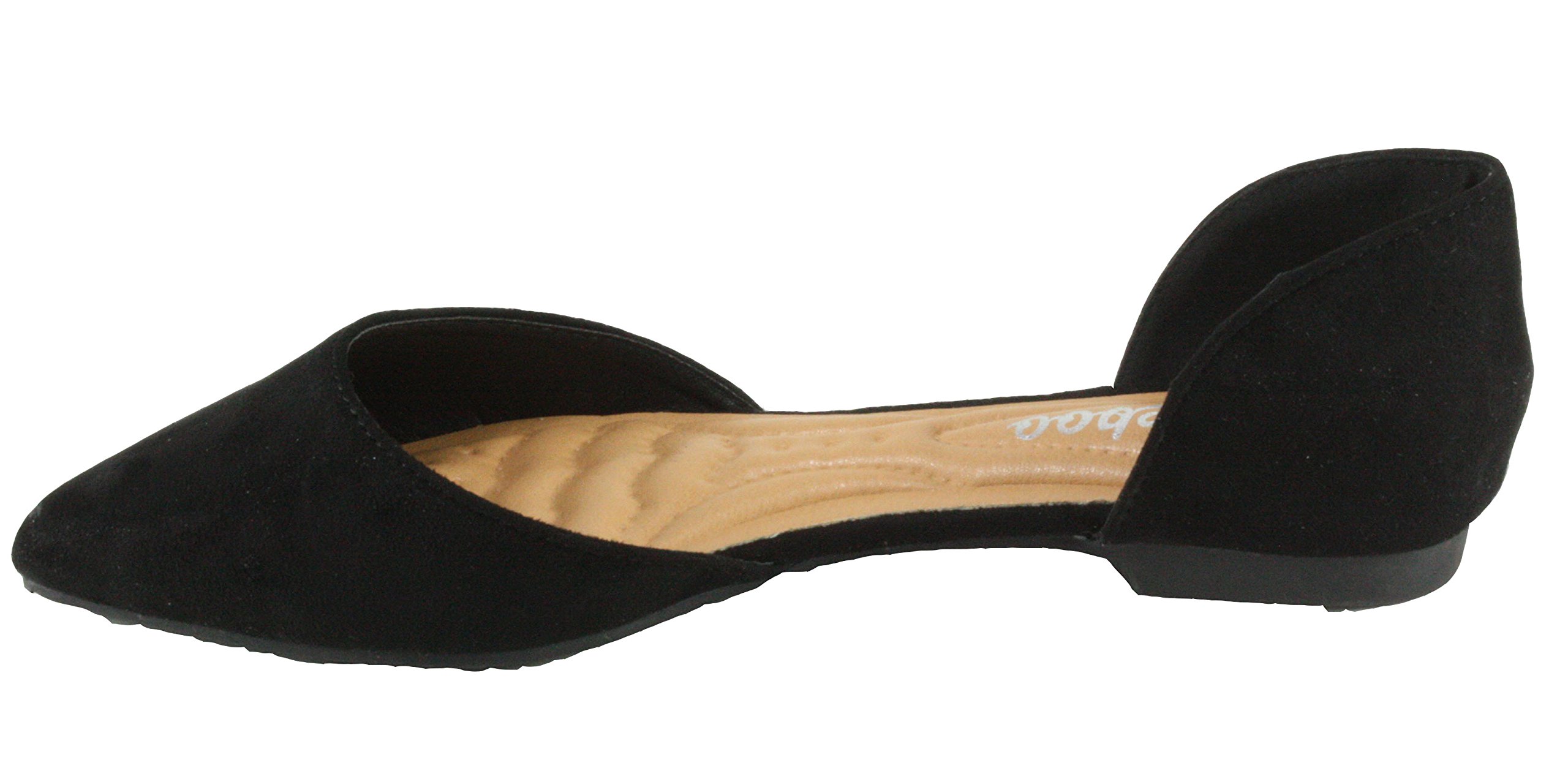 Weeboo Women's Doris-28 Pointed Toe D'Orsay Flats - Faux Suede Ballet Flat Shoes for Work, Office & Dressy Occasions