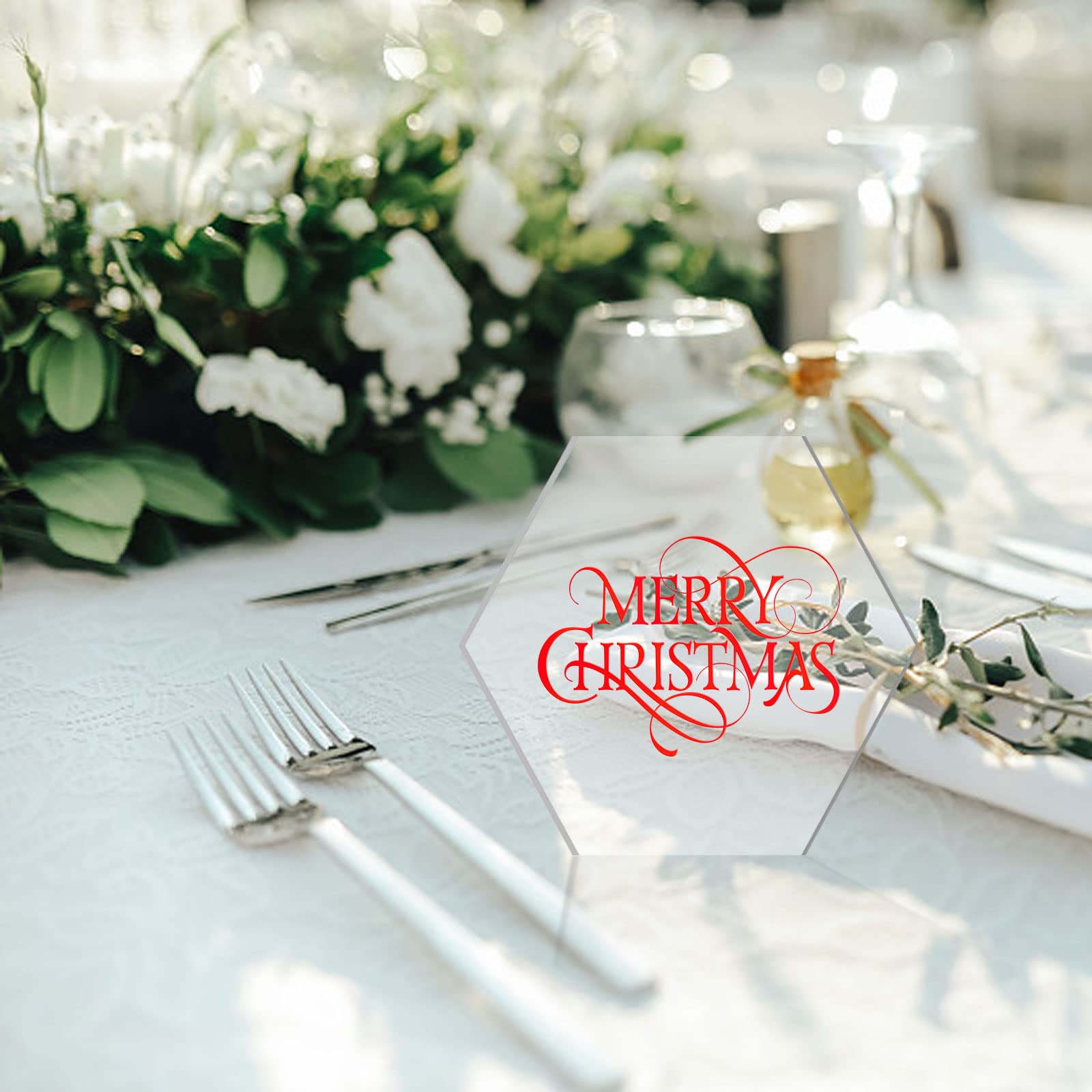 40 Clear Acrylic Hexagon Place Cards - Blank DIY Wedding Seating Name Plates for Table Decor, Dinner Parties, Escort Tiles & Guest Charts - Perfect for Wedding Reception, Bridal Shower, Banquet and Special Event Decorations