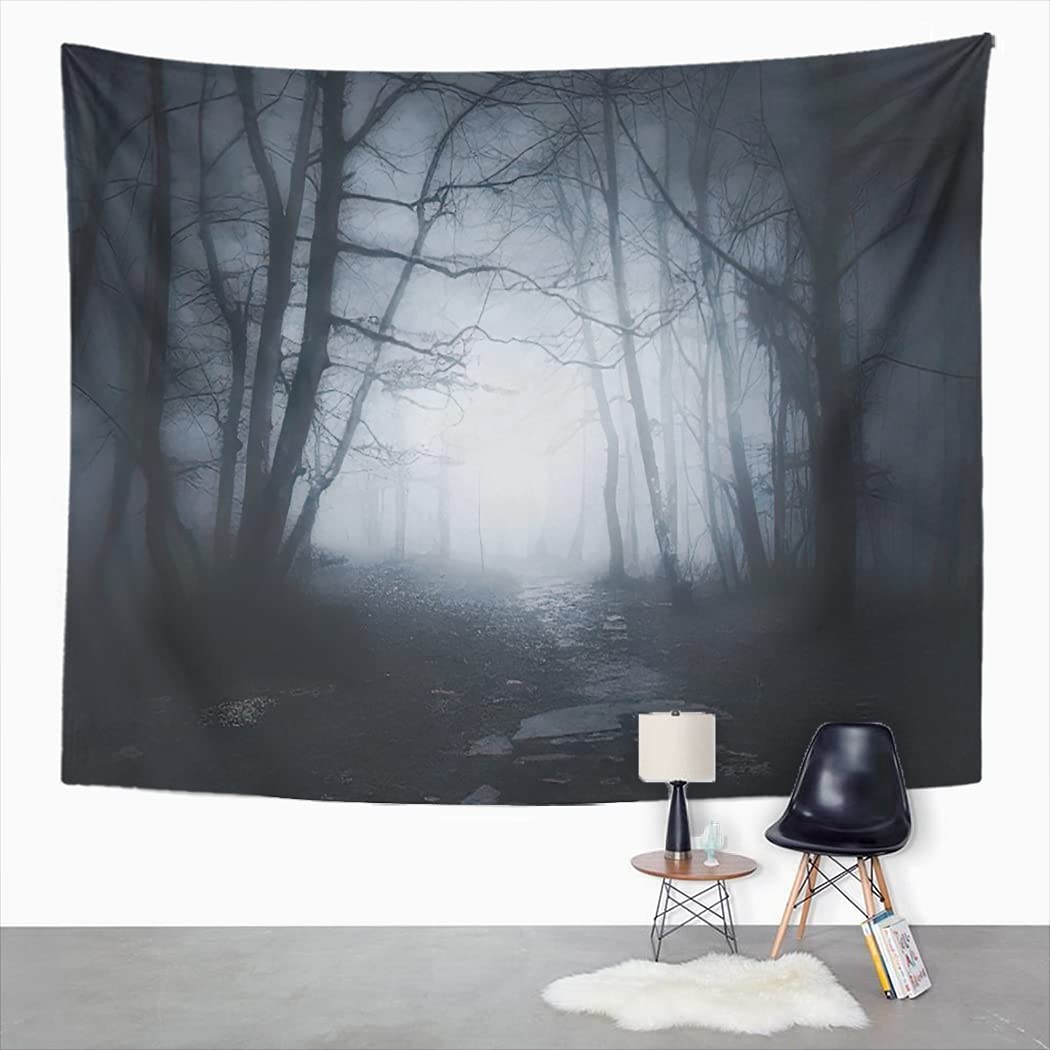 Haunted Woods Halloween Tapestry - Dark Scary Forest Ghost Tree Wall Hanging Decor 60x80 Inch for Bedroom, Living Room, Outdoor - Perfect for Halloween Party Decorations & Spooky Home Atmosphere