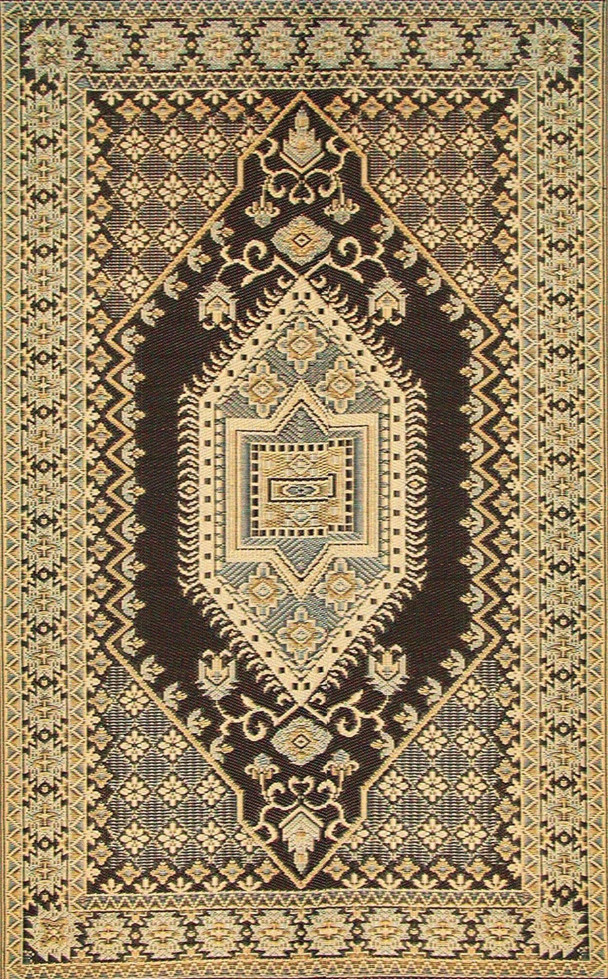 Mad Mats Traditional Reversible Outdoor Rug 6x9 Feet - Durable Plastic Mat for Patio, Porch, Poolside, Deck, RV & Camping | Waterproof & Easy to Clean | Oriental Turkish Design in Black/Brown | Perfect for Outdoor Entertaining & High-Traffic Areas