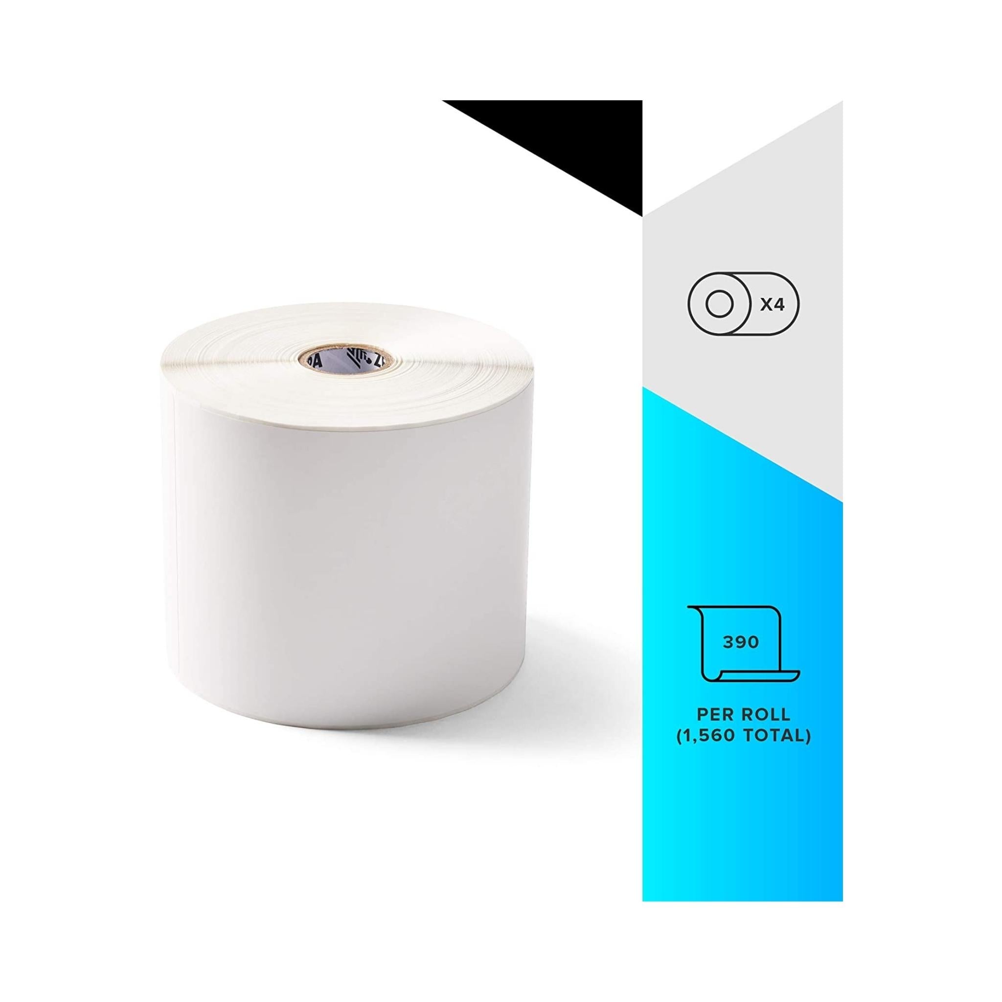 Zebra PolyPro 3000T 4x6 Inch Thermal Shipping Labels - 390 Labels per Roll (4 Pack) - Perfect for E-commerce, Logistics & Package Labeling