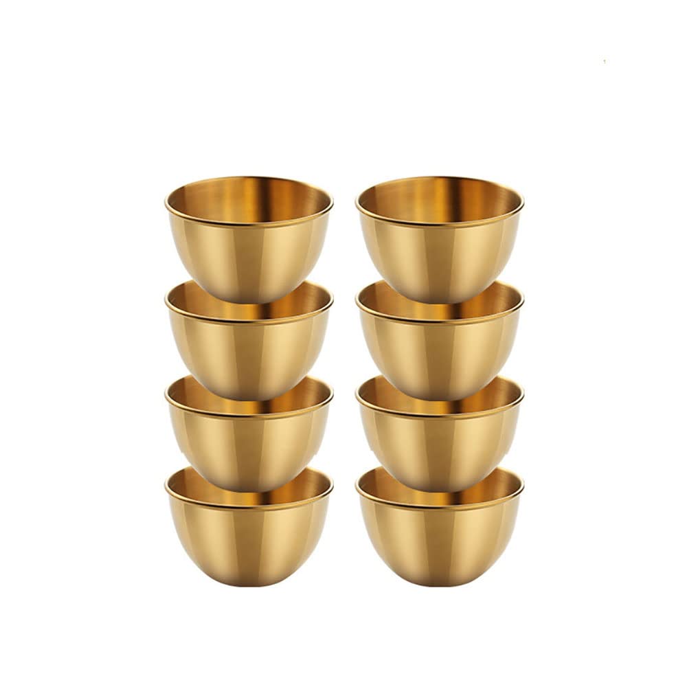 Premium 8-Pack Stainless Steel Mini Sauce Bowls - 3.35 Inch Gold Dessert Cups for Ice Cream, Sushi, Dipping Sauces & Seasonings | Perfect for Kitchen, Party Serving & Individual Portion Control