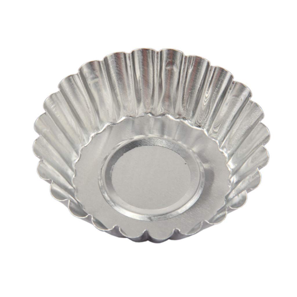 Boddenly 50PCS Mini Aluminum Egg Tart Molds - Non-Stick Reusable Cupcake, Muffin, Pudding & Cookie Baking Tins for Home Kitchen (Silver) | Perfect for Baking Parties, Dessert Making & Holiday Treats