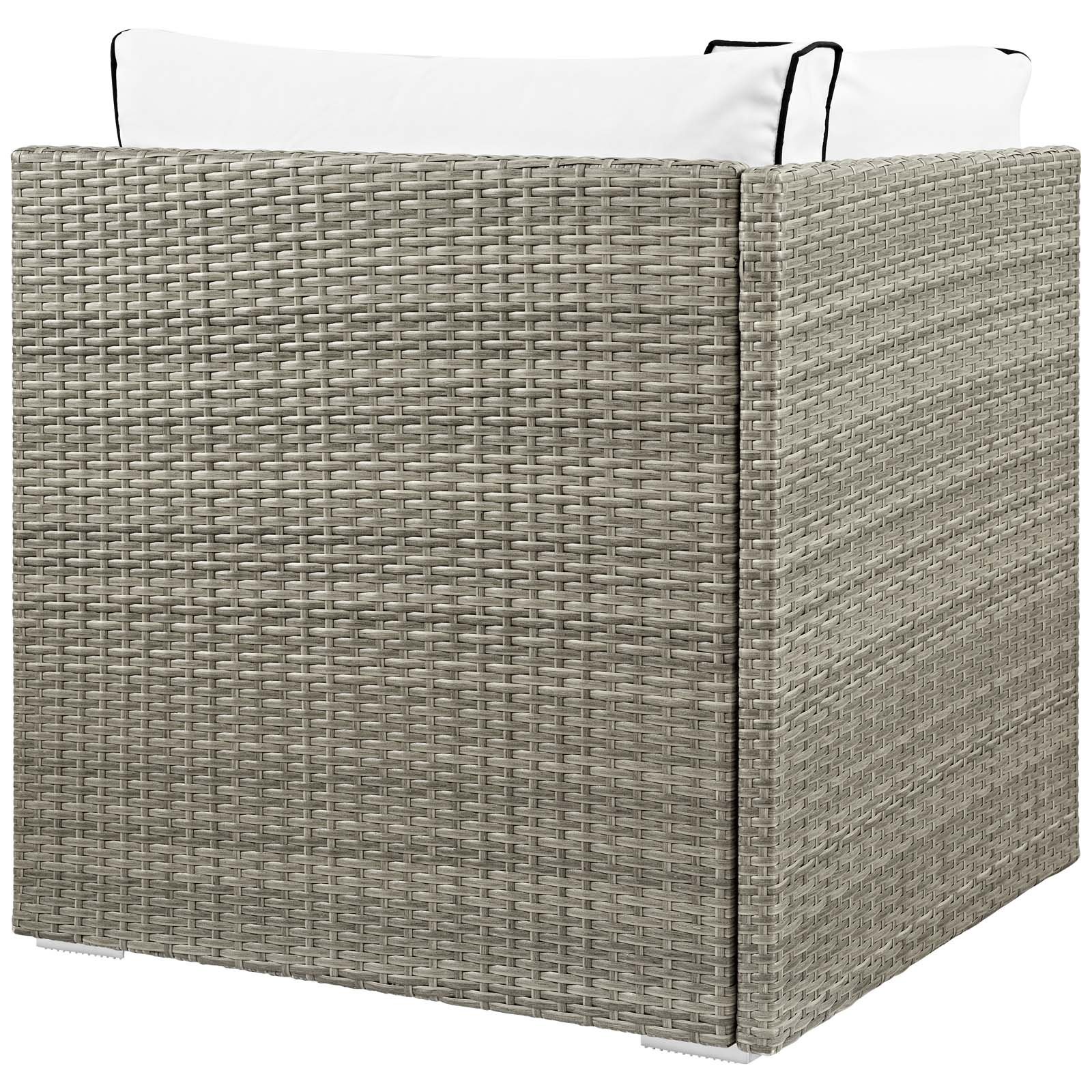 Modway Repose Wicker Rattan Outdoor Patio Corner Sectional Sofa Set with Cushions - Light Gray White - Perfect for Backyard, Garden & Poolside Relaxation