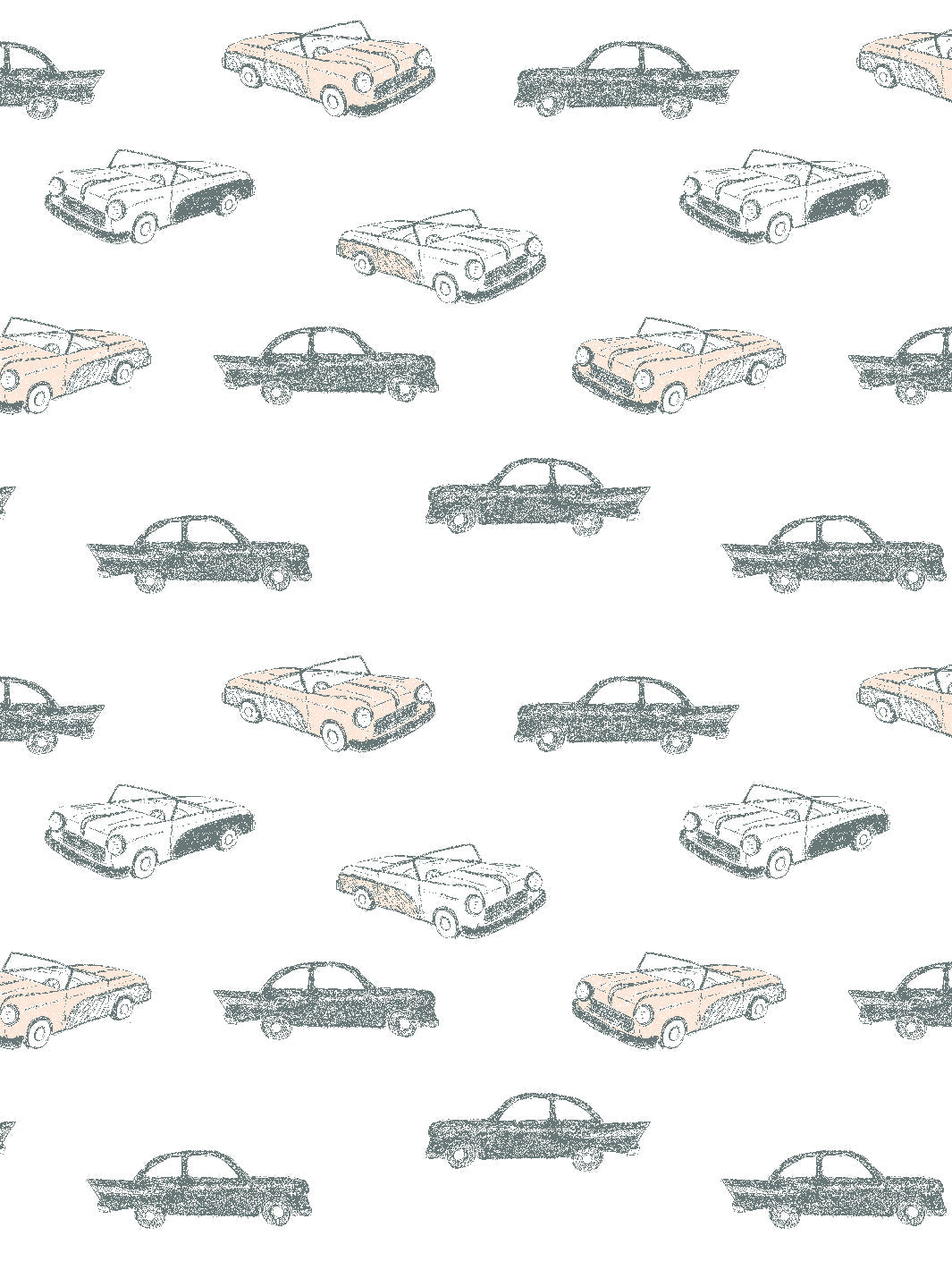 Vintage Classic Cars Wallpaper - Peel and Stick Removable Wallpaper for Home Decor, Bedroom, Living Room, Office - Tea Collection Peach Design