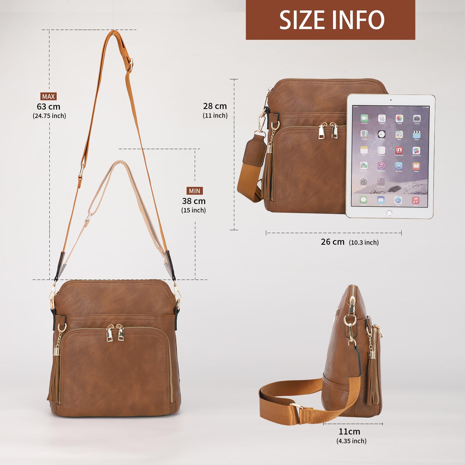 Trendy Brown PU Leather Crossbody Purse for Women - Medium Shoulder Handbag with Tassel | Perfect for Work, Travel & Everyday Use