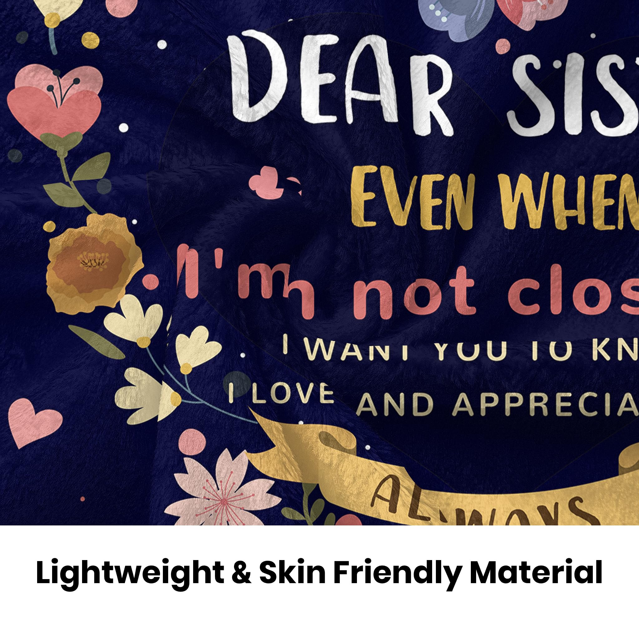 Soft 60'' x 50'' Sister Throw Blanket - Perfect Birthday, Valentine's & Thoughtful Gift for Sisters - Cozy Gift Idea for Sister's Day, Christmas & Family Gatherings