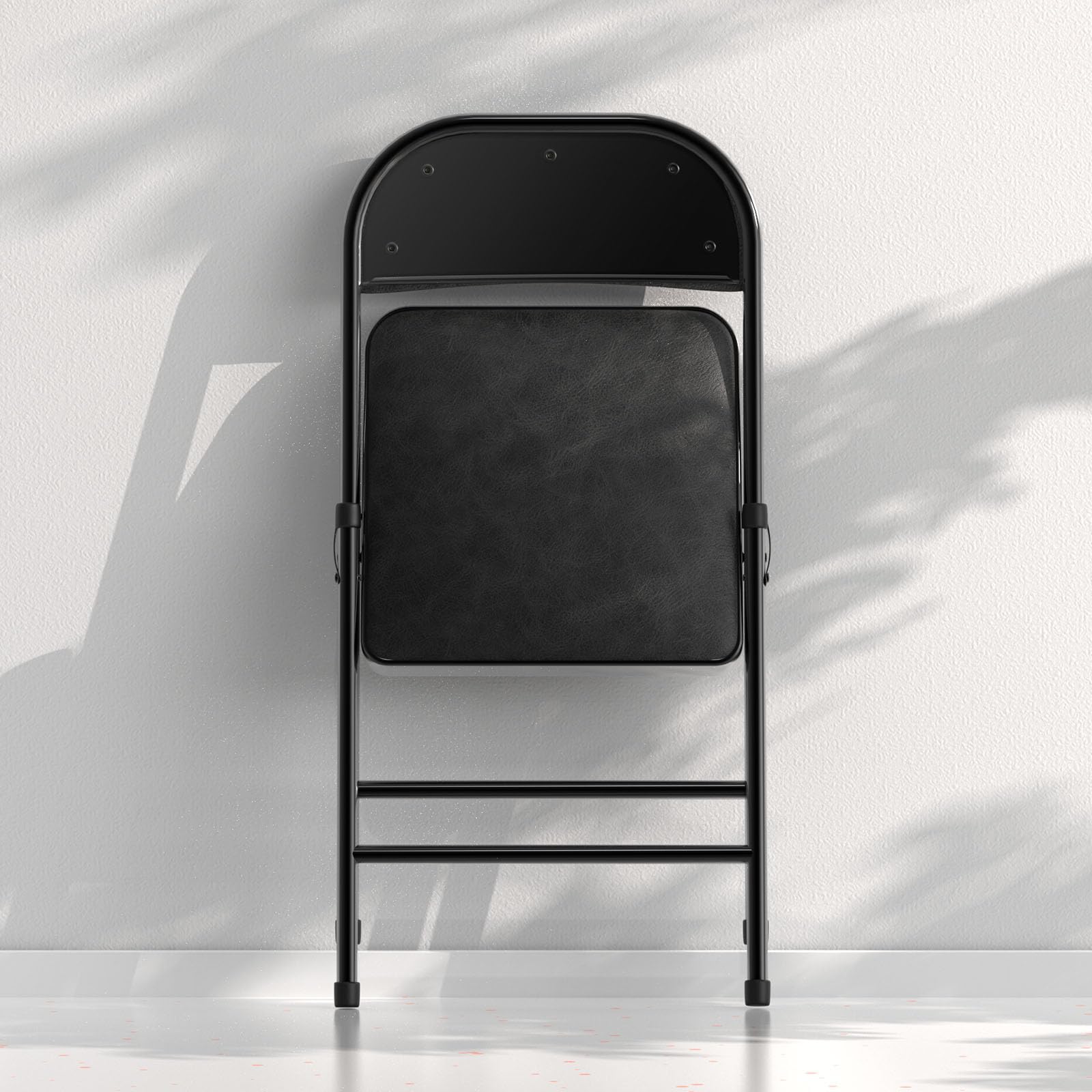 Nazhura 4 Pack Folding Chairs with Padded Seat & Back - Heavy Duty Steel Frame Indoor Outdoor Chairs for Patio, Garden, Camping, Picnic, BBQ, Party, Wedding, Office & Home Use (Black, Set of 4)