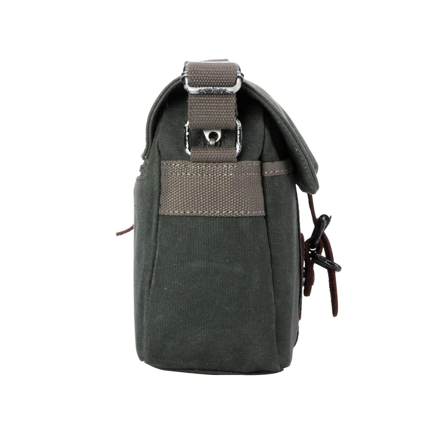 Troop London Heritage Canvas Leather Crossbody Bag - Small Travel Bag for Women & Men, Perfect for Daily Use, Commuting & Weekend Getaways