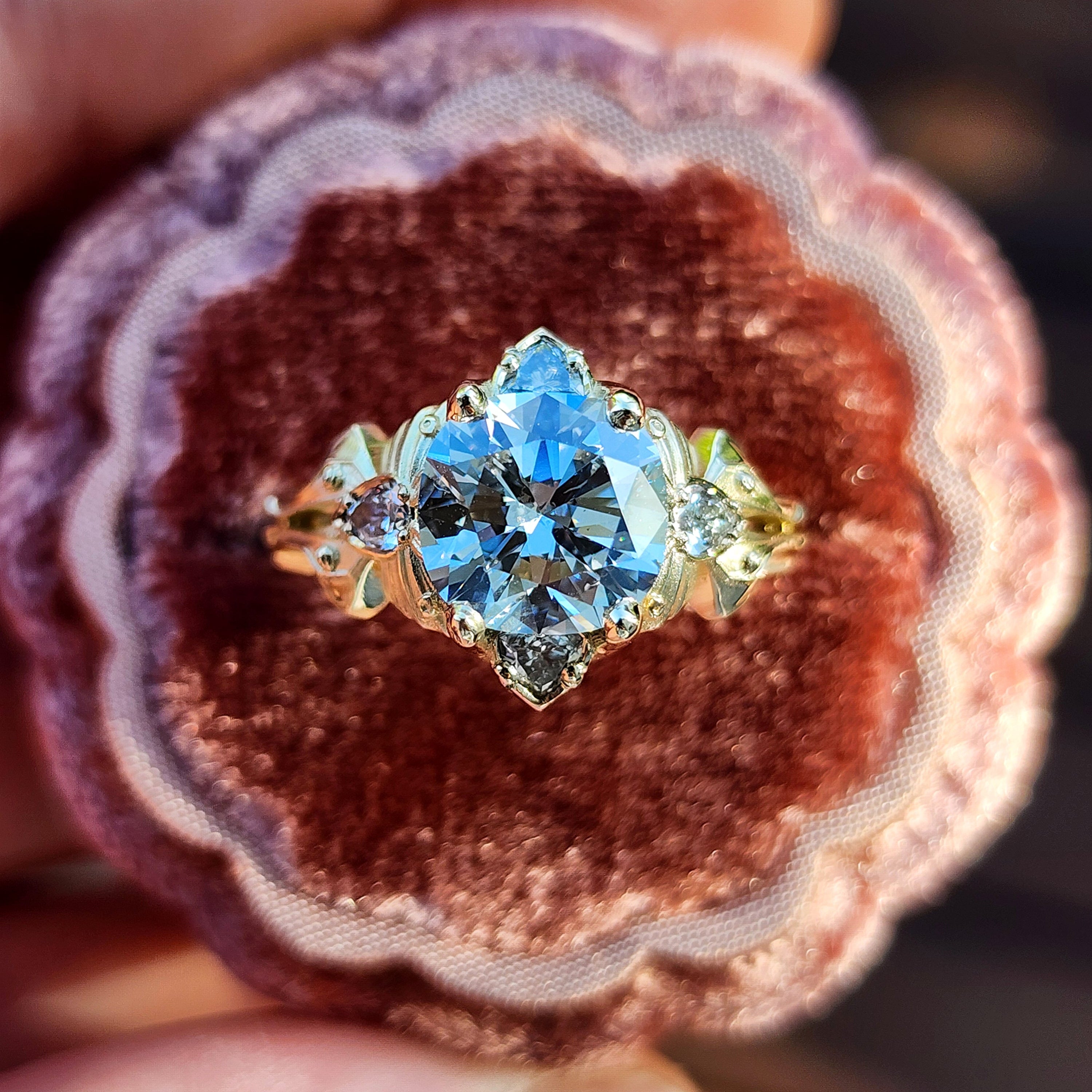 Luna Moth Engagement Ring with Diamond Side Stones - Vintage Inspired Butterfly Wedding Ring for Women - Perfect for Proposals, Anniversaries & Romantic Occasions