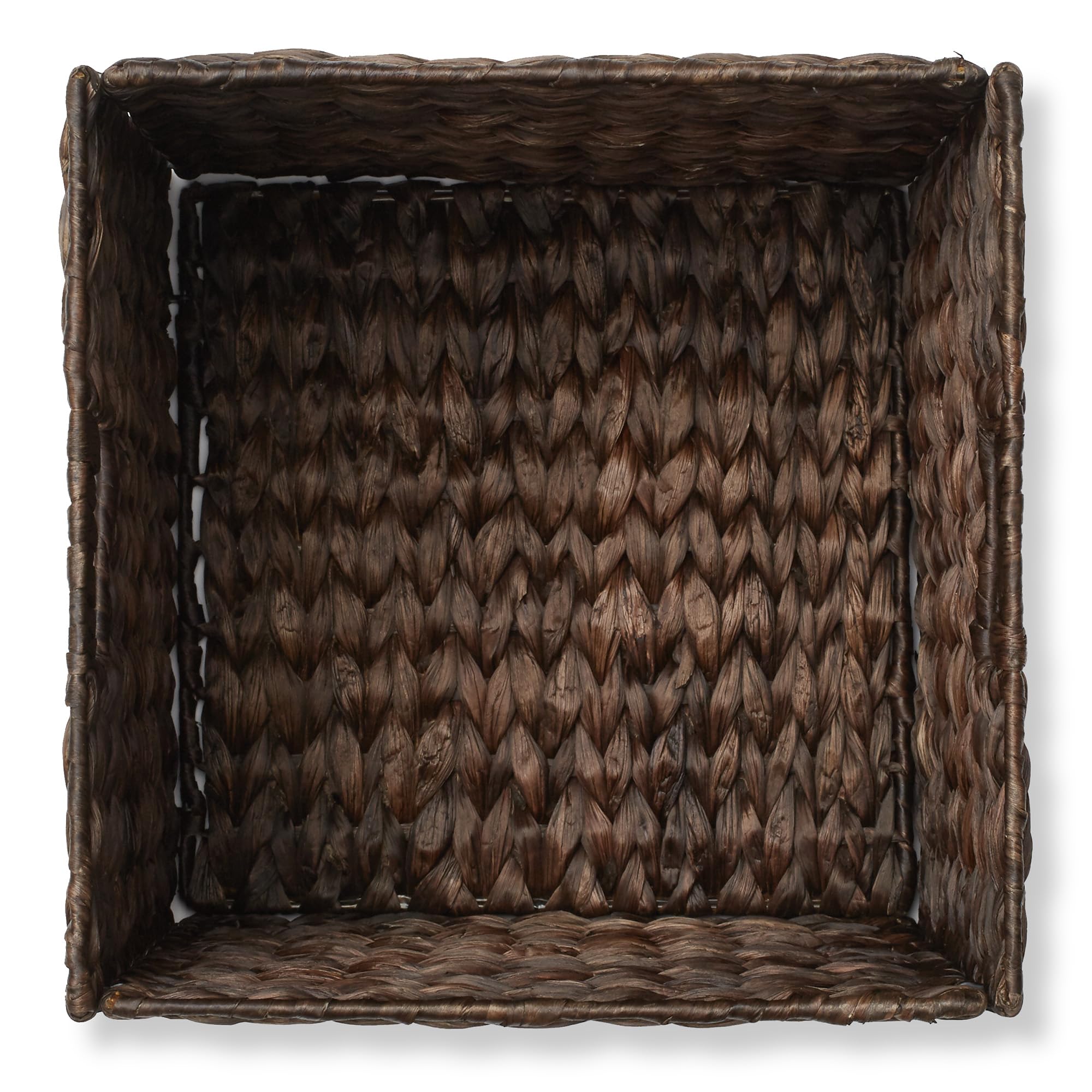 Casafield 12x12 Inch Water Hyacinth Storage Baskets - Set of 2 Collapsible Woven Cube Organizers for Home Organization | Bathroom Shelving, Bedroom Closet, Laundry Room, Pantry Storage & Shelf Bins | Natural Espresso Brown Home Decor Basket