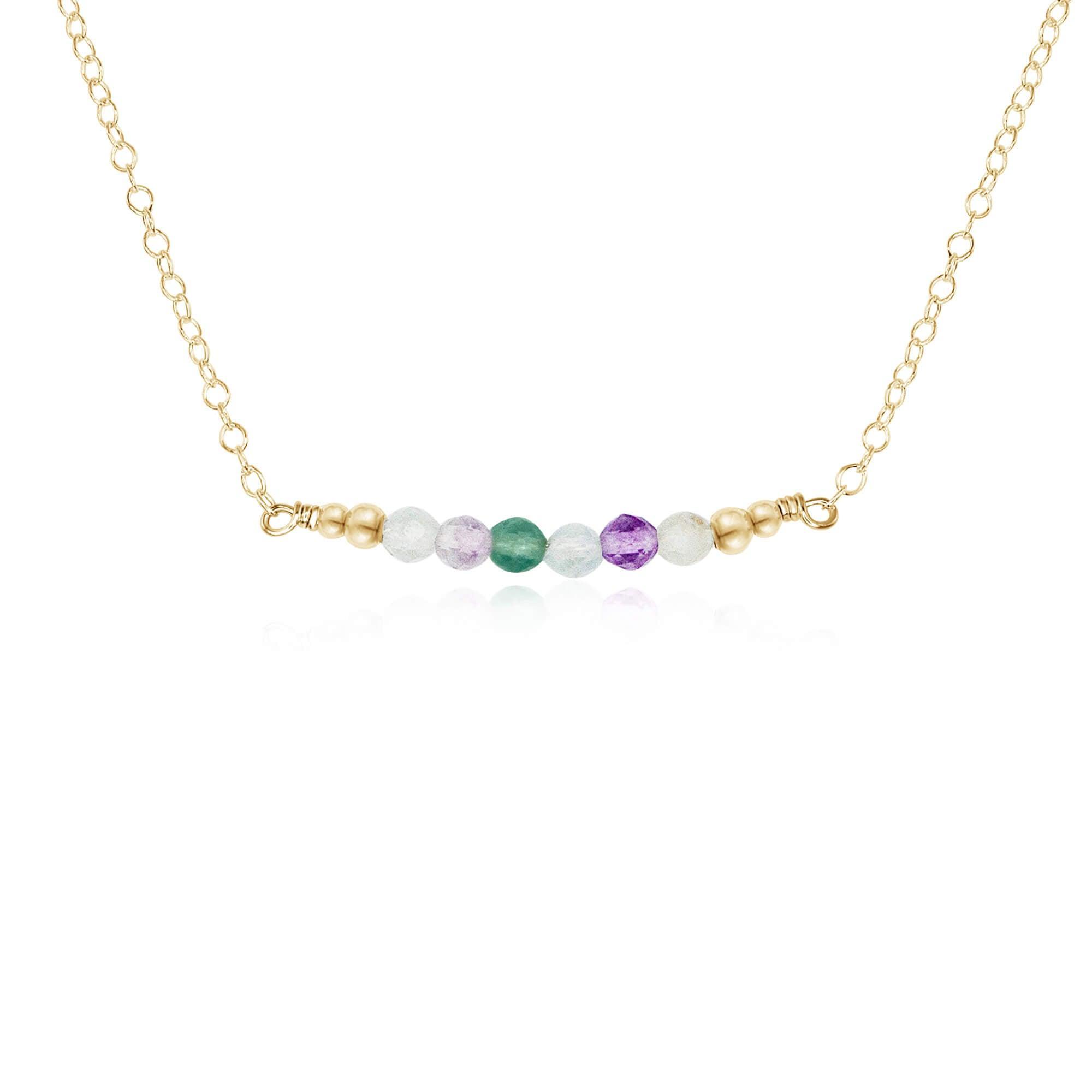 Sparkling Fluorite Faceted Bead Bar Necklace - Healing Crystal Jewelry for Women, Chakra Balancing & Energy Cleansing - Perfect for Meditation, Yoga & Spiritual Gifts