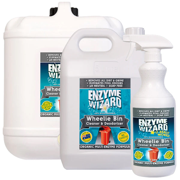 Enzyme Wizard Wheelie Bin Cleaner - Natural Odor & Waste Remover for Trash Cans | Eco-Friendly Garbage Bin Deodorizer for Home, Yard & Outdoor Use