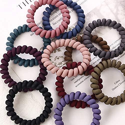 10Pcs Spiral Hair Ties No Crease Hair Bands for Women - Matte Phone Cord Ponytail Holders, Traceless Coil Scrunchies for Girls (Perfect for Workouts, Yoga, School & Everyday Hairstyles)