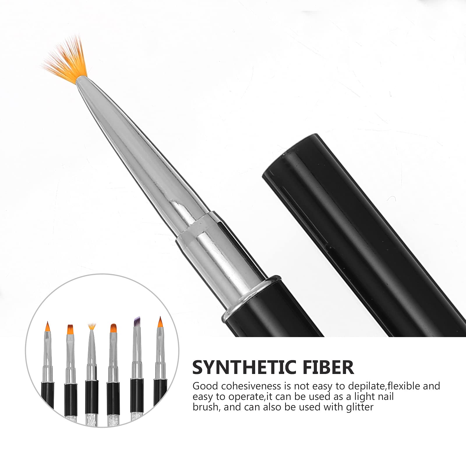 6Pcs Professional Nail Art Brushes Set - Fine Liner Brush for Manicure, Nail Design, DIY Salon & Home Use - Perfect for Gel Polish, Acrylic Nails & Detailed Nail Art Creations