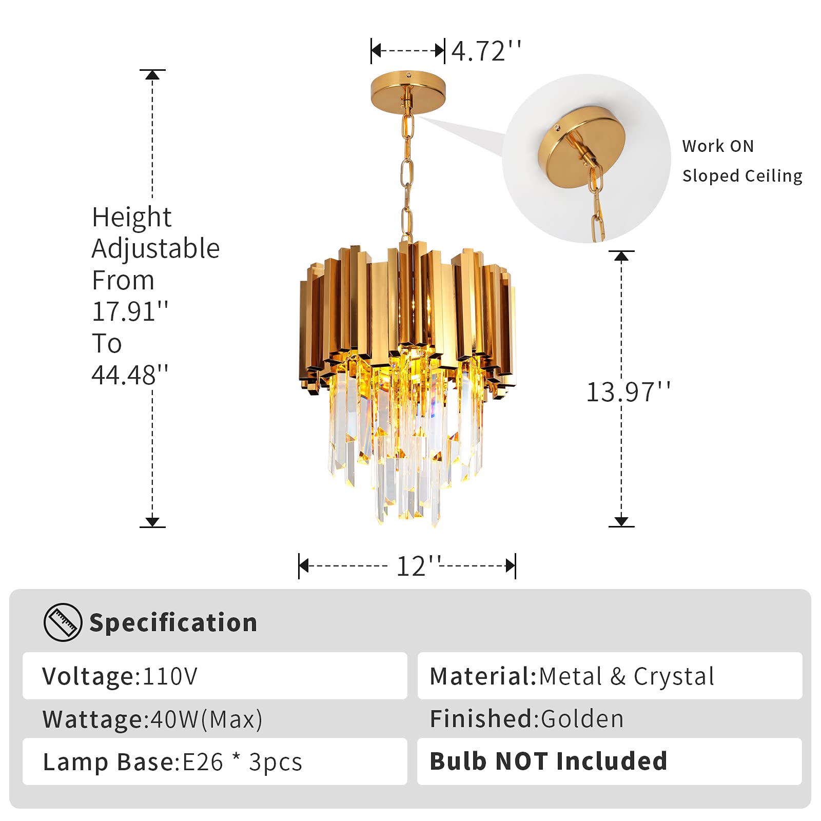 Modern Gold Crystal Chandelier - 12