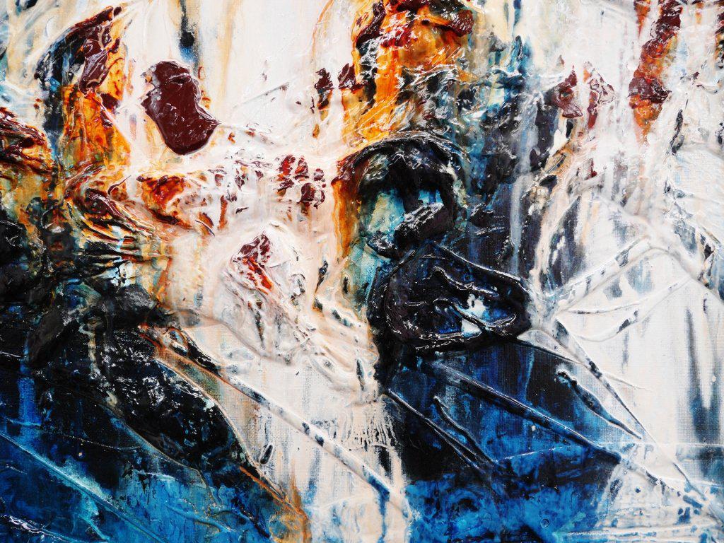 Abstract Blue Rust Wall Art - Modern Home Decor for Living Room, Bedroom & Office - Unique Handmade Painting for Rustic & Industrial Style Interiors