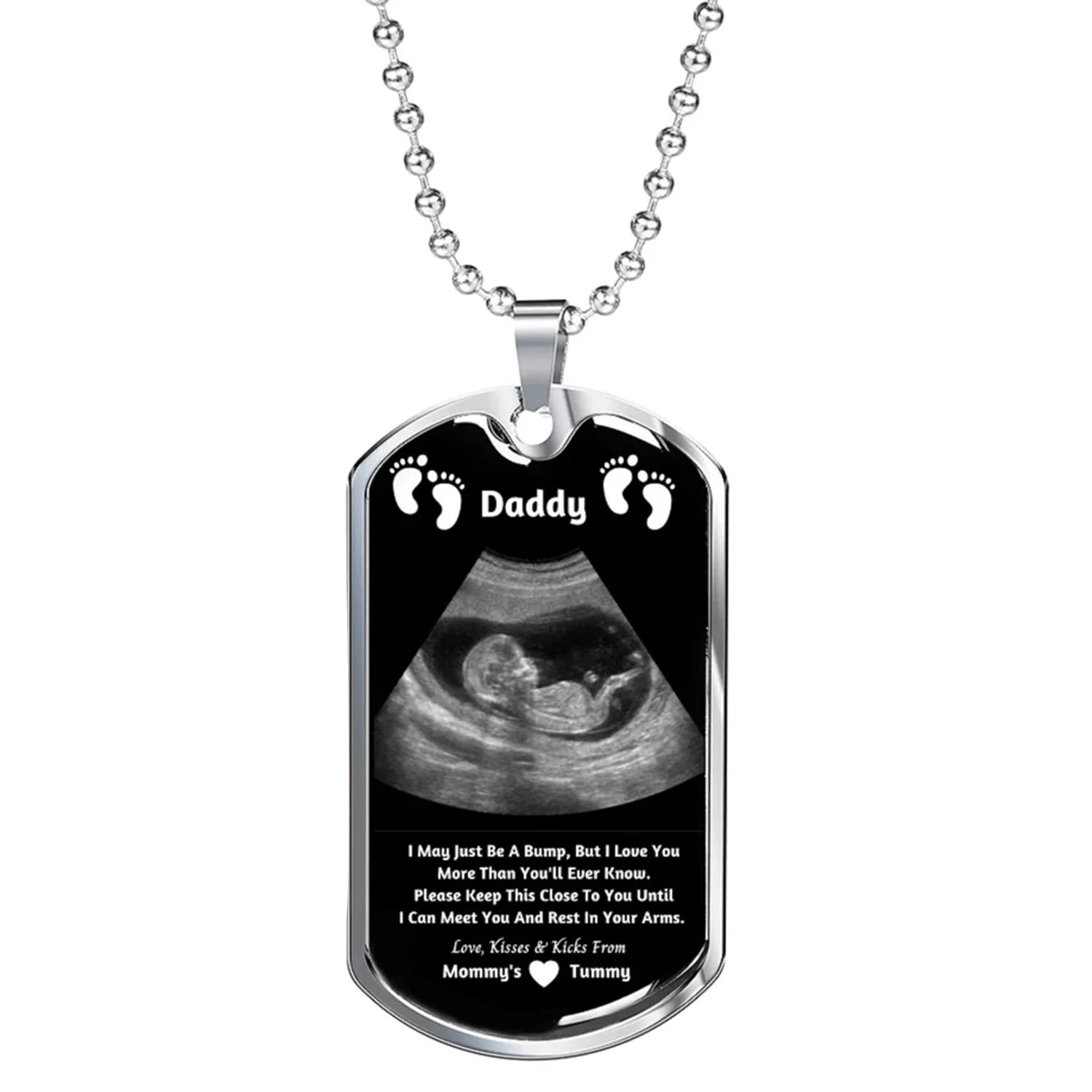 Personalized Silver Pendant Necklace for Husband - Thoughtful New Dad Gift from Wife & Unborn Baby | Unique Baby Bump Present for Father's Day, Birthday & Christmas | Perfect for Special Occasions & Heartfelt Moments